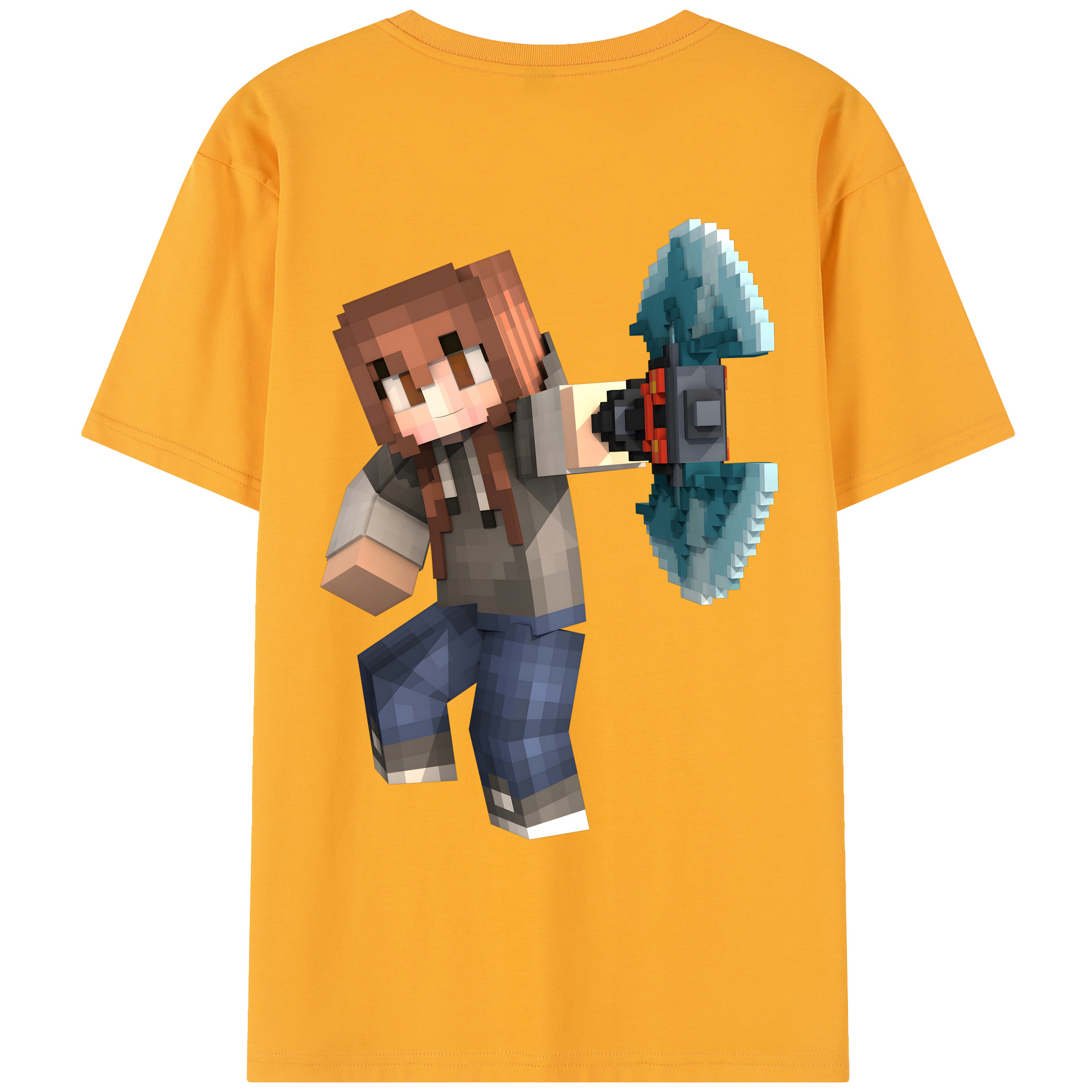 （画像用） マインクラフト ブロックの世界 Minecraft MC Block world レディース半袖Tシャツ(バックプリント)