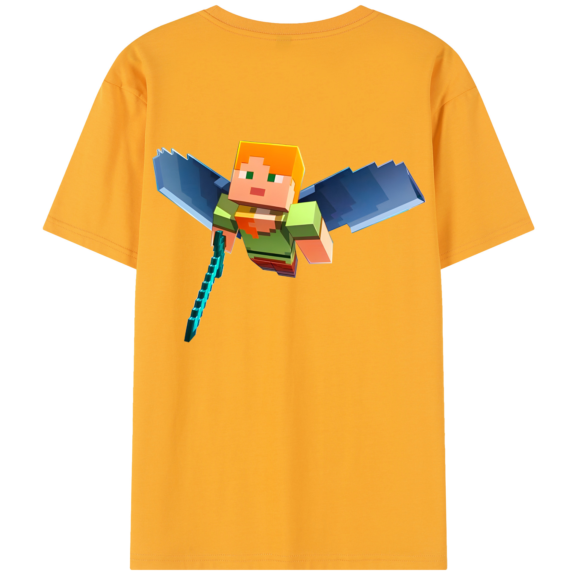 （画像用） マインクラフト ブロックの世界 Minecraft MC Block world レディース半袖Tシャツ(バックプリント)