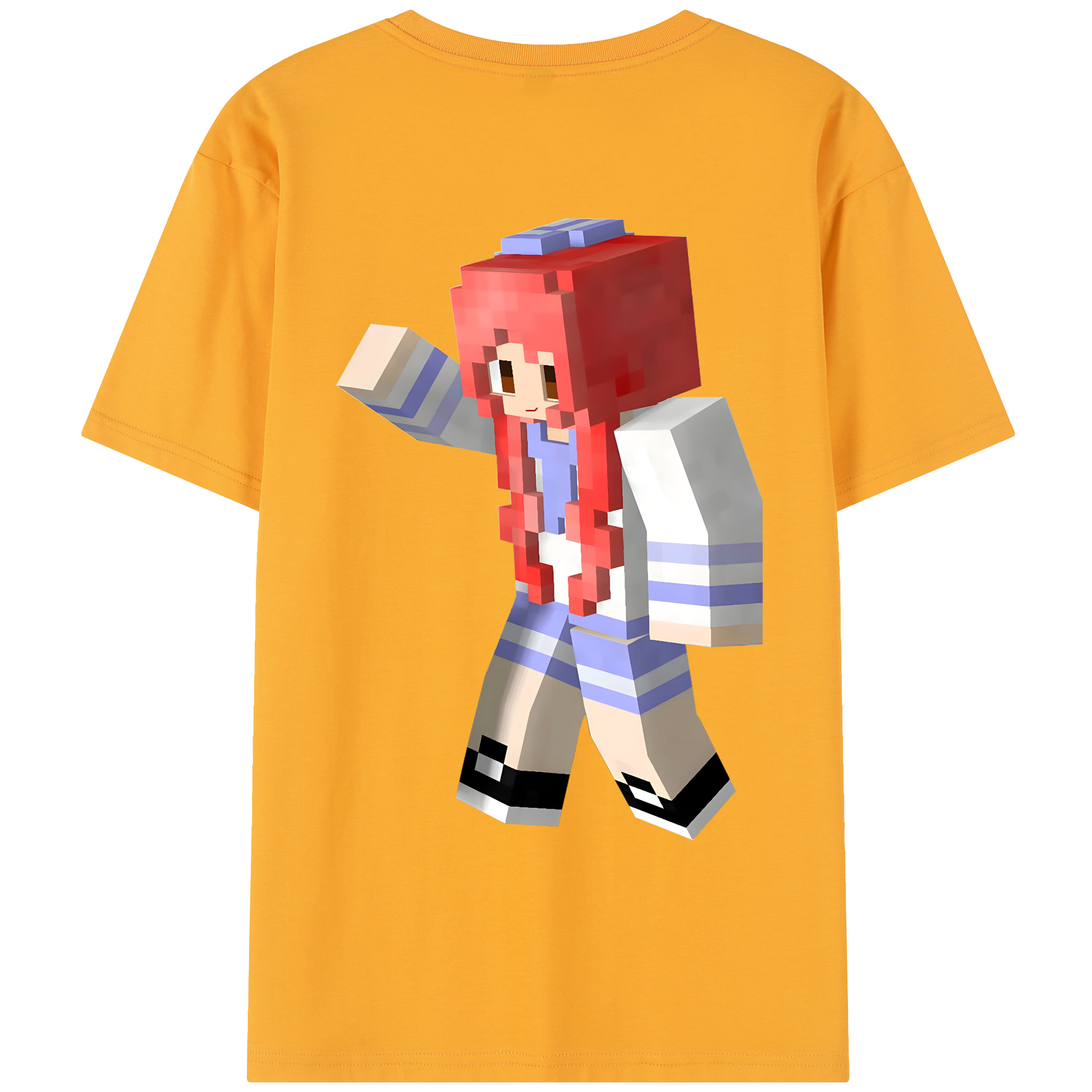 （画像用） マインクラフト ブロックの世界 Minecraft MC Block world レディース半袖Tシャツ(バックプリント)