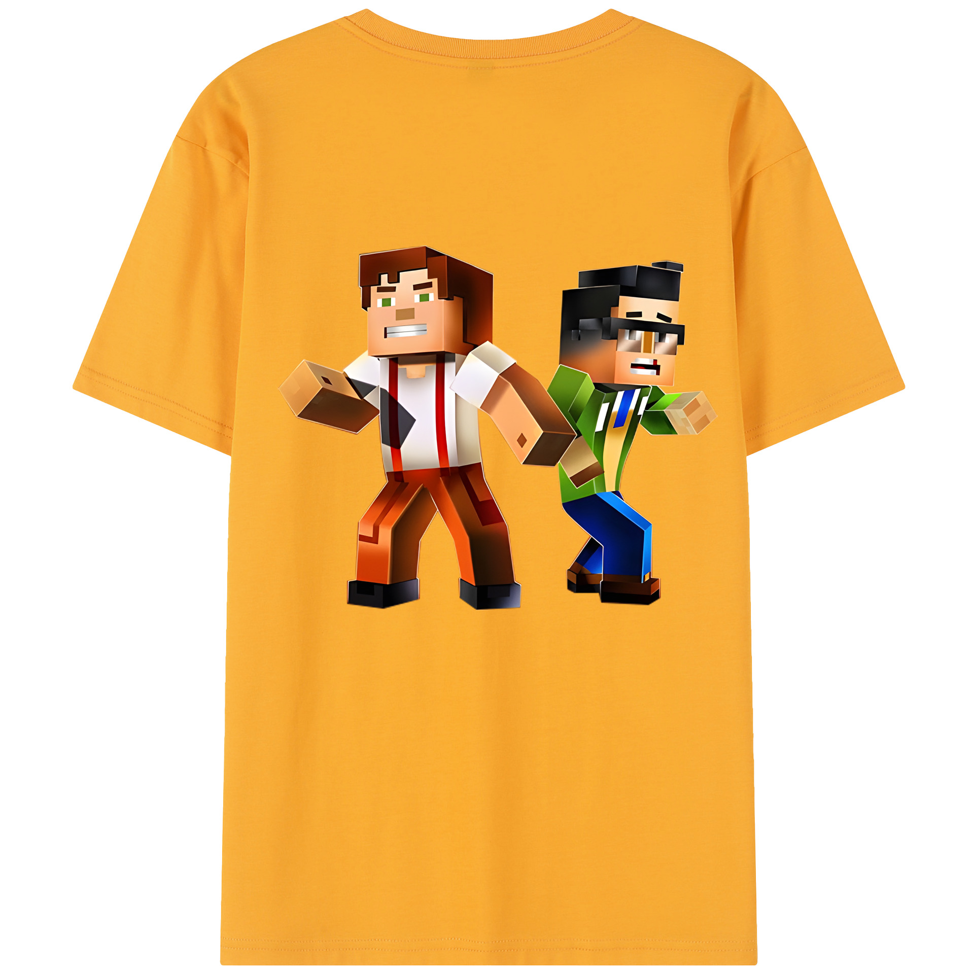 （画像用） マインクラフト ブロックの世界 Minecraft MC Block world レディース半袖Tシャツ(バックプリント)