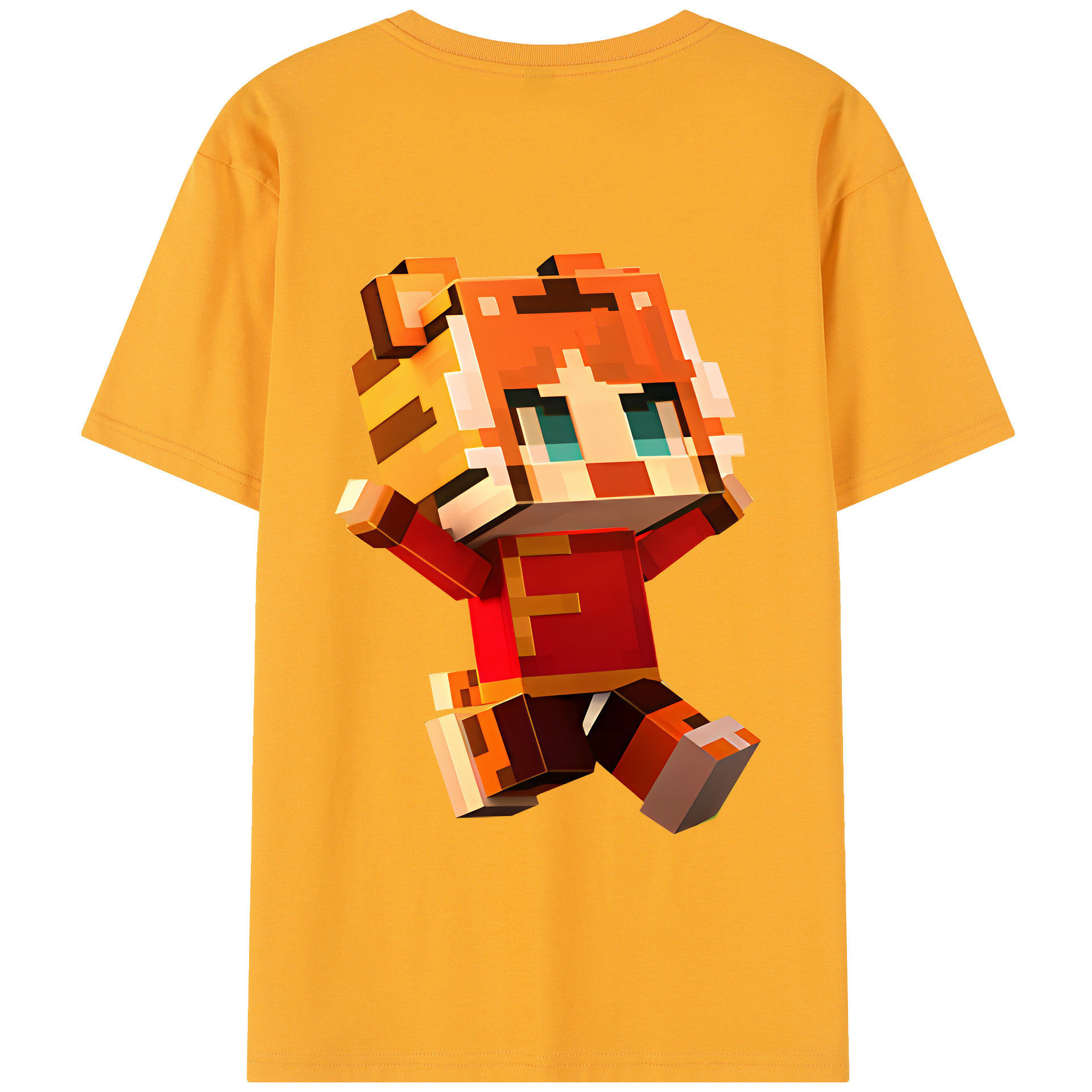 （画像用） マインクラフト ブロックの世界 Minecraft MC Block world レディース半袖Tシャツ(バックプリント)