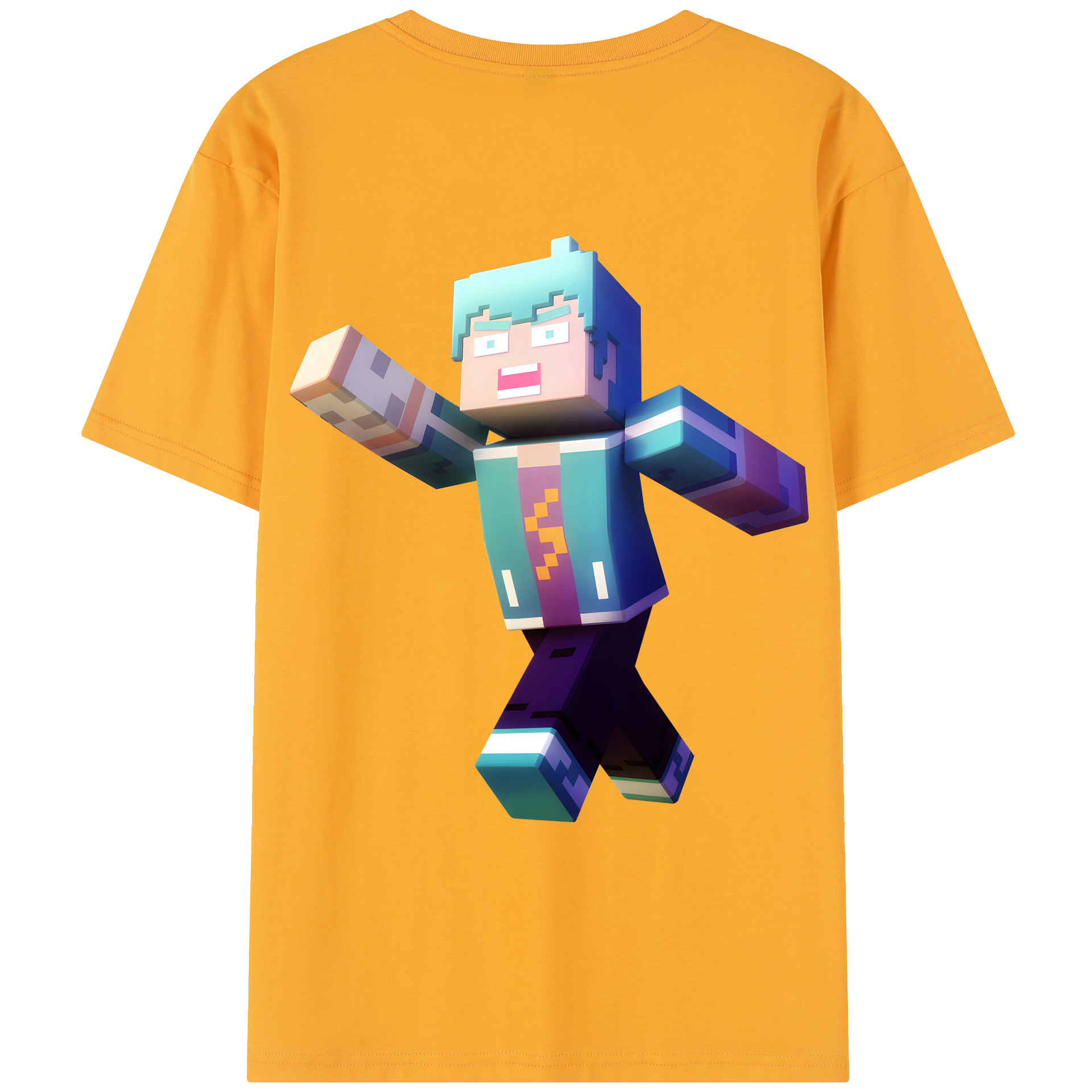 （画像用） マインクラフト ブロックの世界 Minecraft MC Block world レディース半袖Tシャツ(バックプリント)