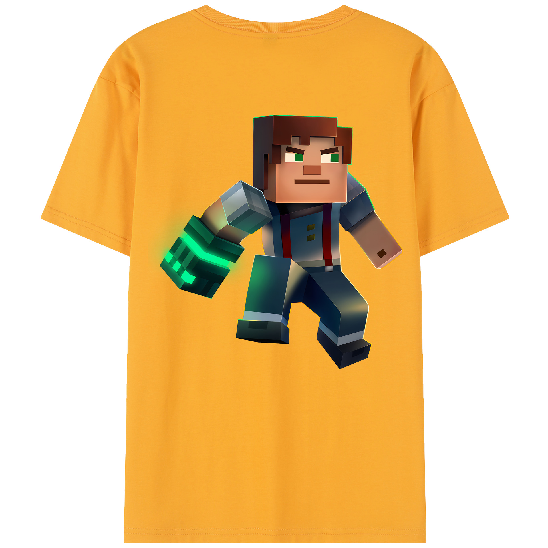 （画像用） マインクラフト ブロックの世界 Minecraft MC Block world レディース半袖Tシャツ(バックプリント)