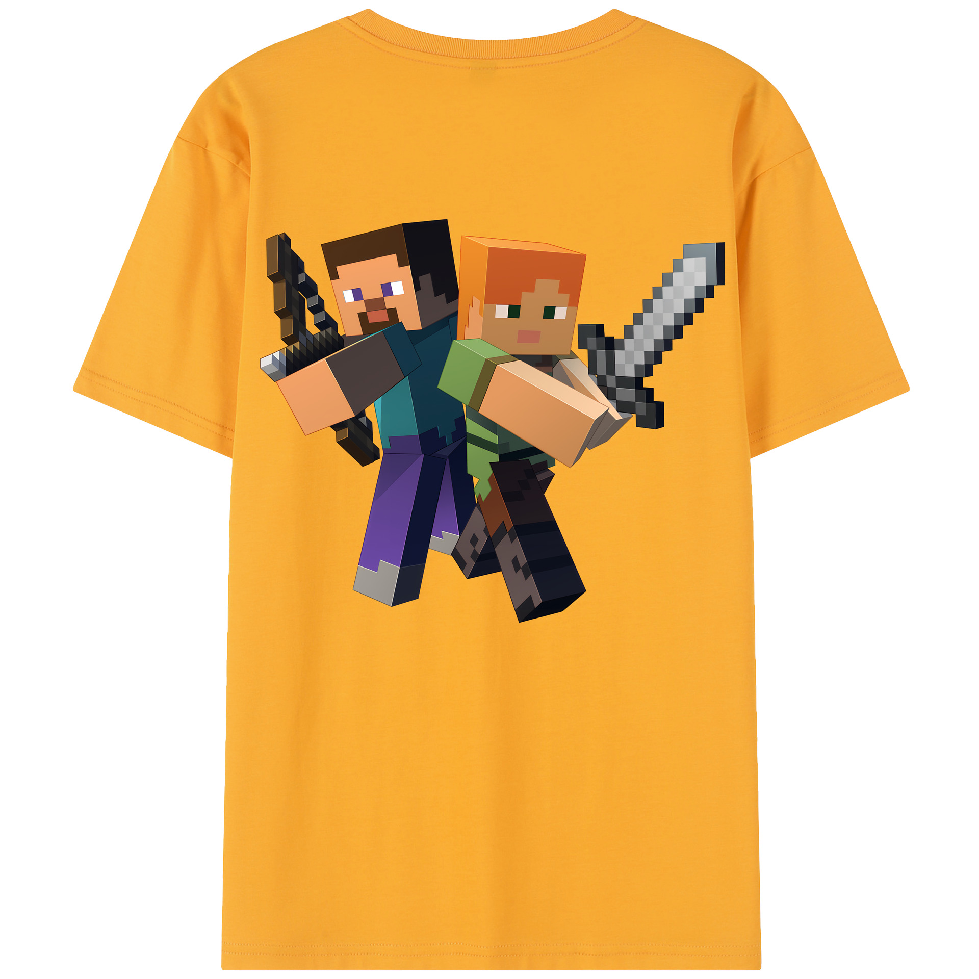 （画像用） マインクラフト ブロックの世界 Minecraft MC Block world レディース半袖Tシャツ(バックプリント)