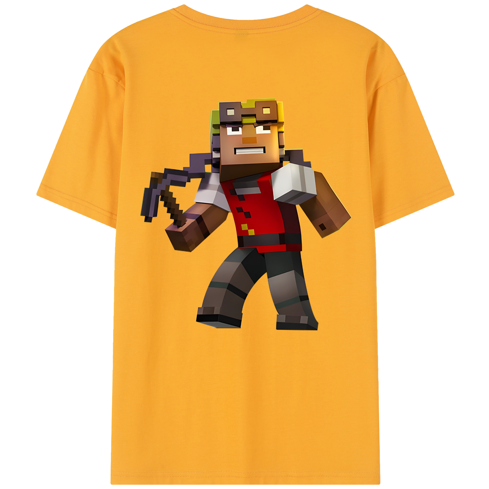 （画像用） マインクラフト ブロックの世界 Minecraft MC Block world レディース半袖Tシャツ(バックプリント)