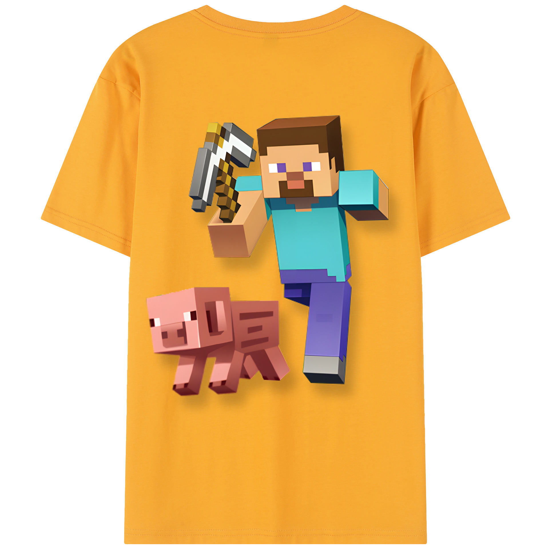 （画像用） マインクラフト ブロックの世界 Minecraft MC Block world レディース半袖Tシャツ(バックプリント)