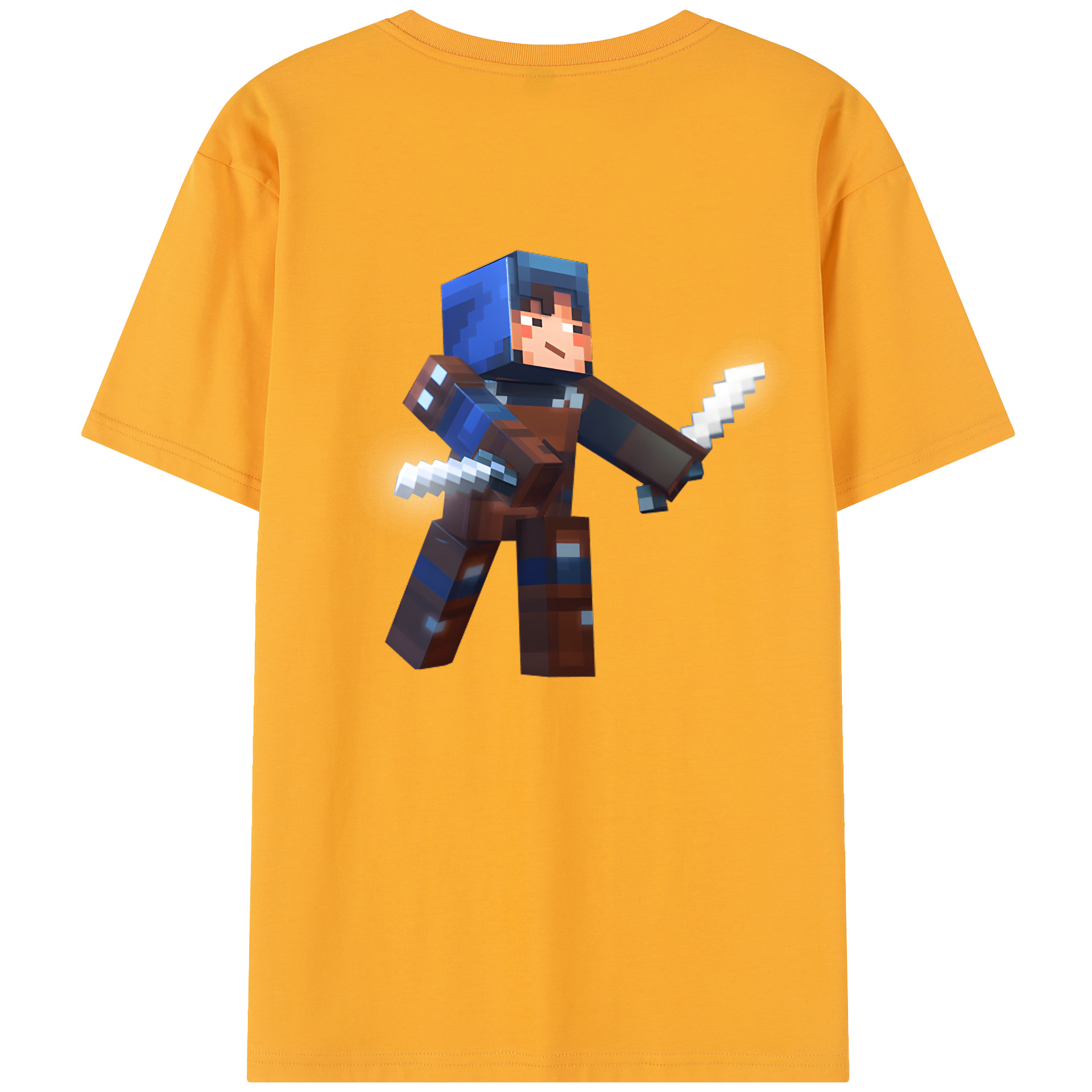 （画像用） マインクラフト ブロックの世界 Minecraft MC Block world レディース半袖Tシャツ(バックプリント)