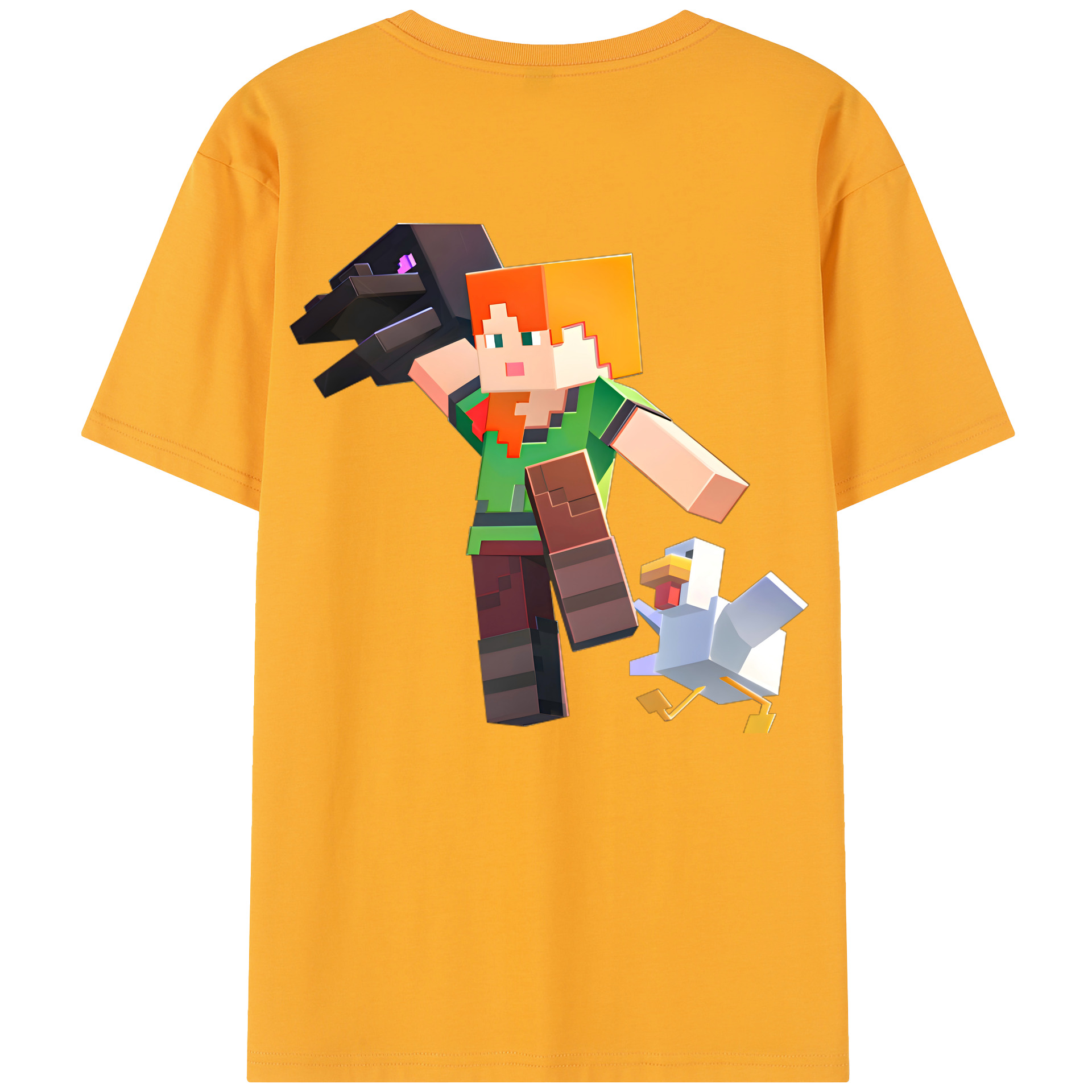 （画像用） マインクラフト ブロックの世界 Minecraft MC Block world レディース半袖Tシャツ(バックプリント)