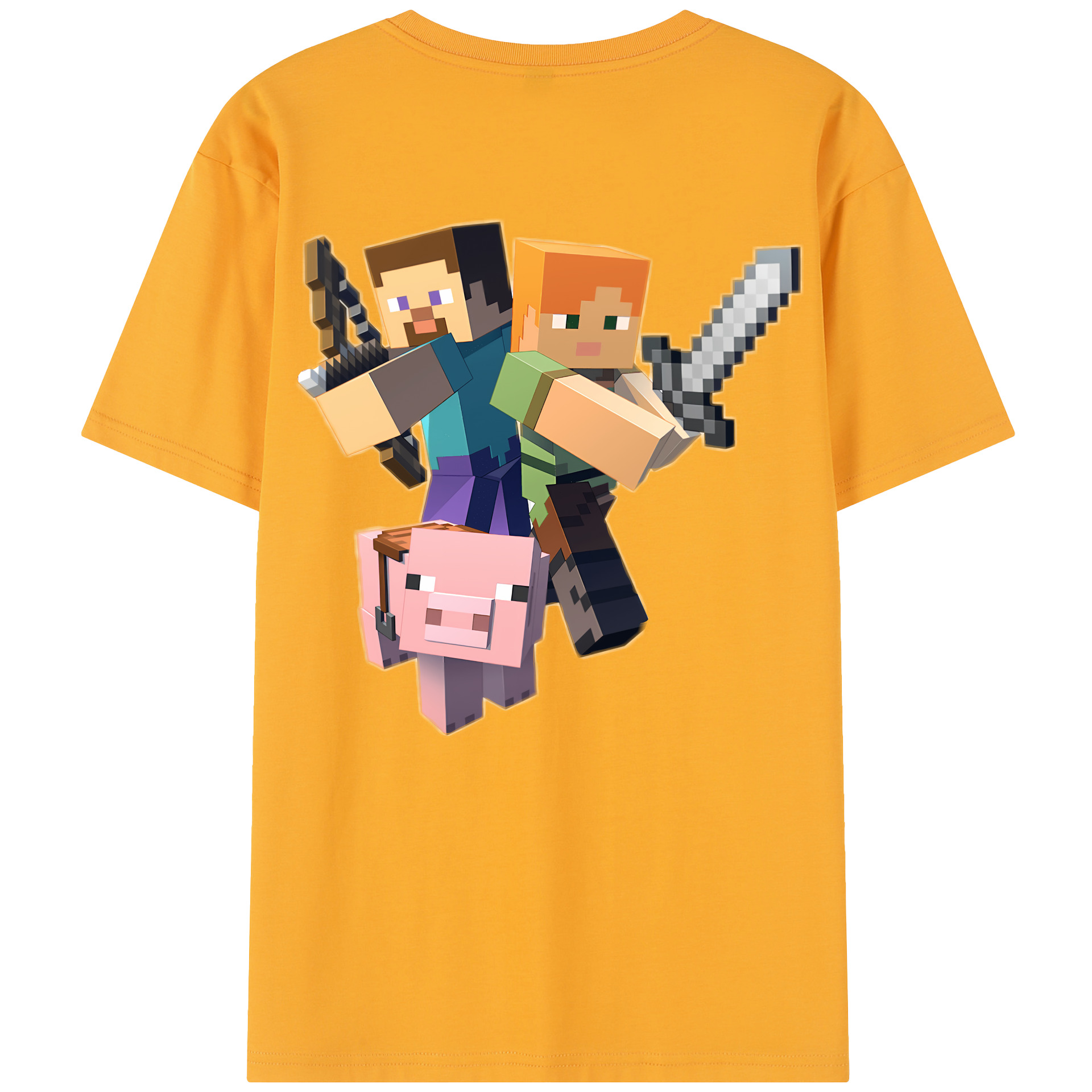 （画像用） マインクラフト ブロックの世界 Minecraft MC Block world レディース半袖Tシャツ(バックプリント)