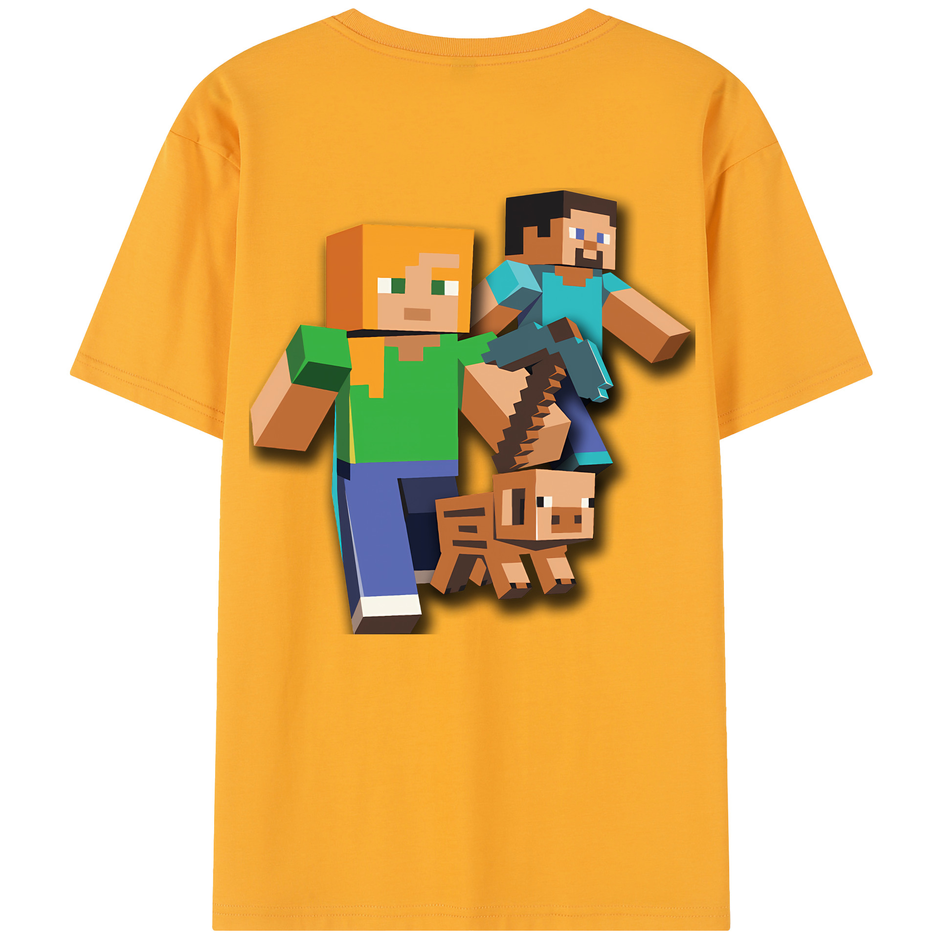 （画像用） マインクラフト ブロックの世界 Minecraft MC Block world レディース半袖Tシャツ(バックプリント)