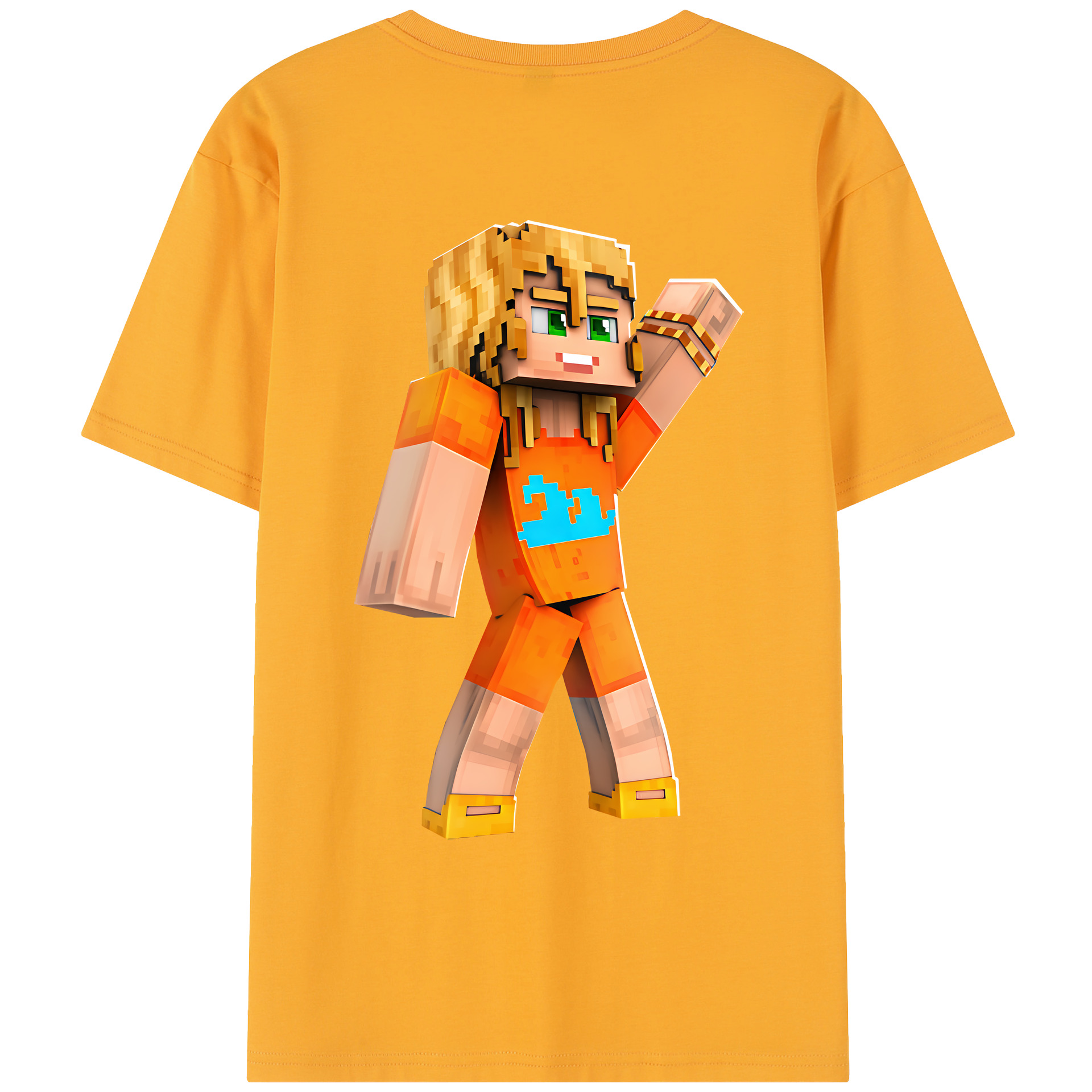 （画像用） マインクラフト ブロックの世界 Minecraft MC Block world レディース半袖Tシャツ(バックプリント)