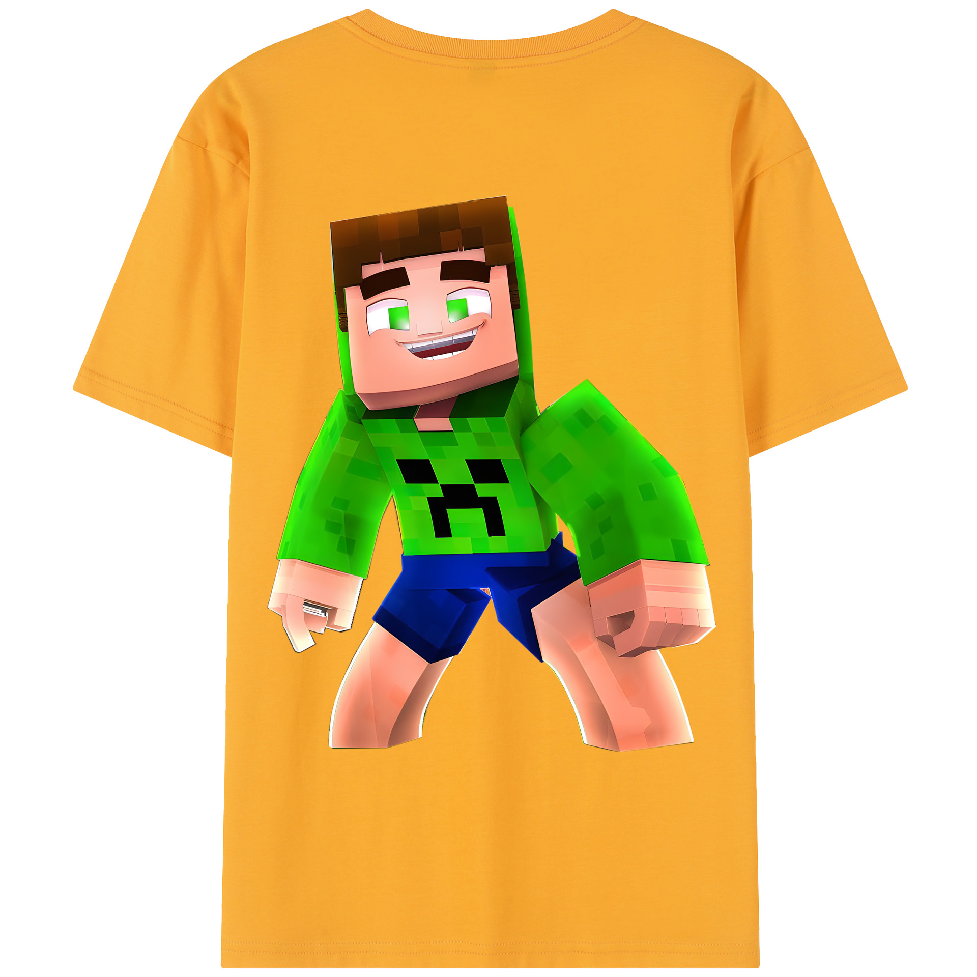 （画像用） マインクラフト ブロックの世界 Minecraft MC Block world レディース半袖Tシャツ(バックプリント)