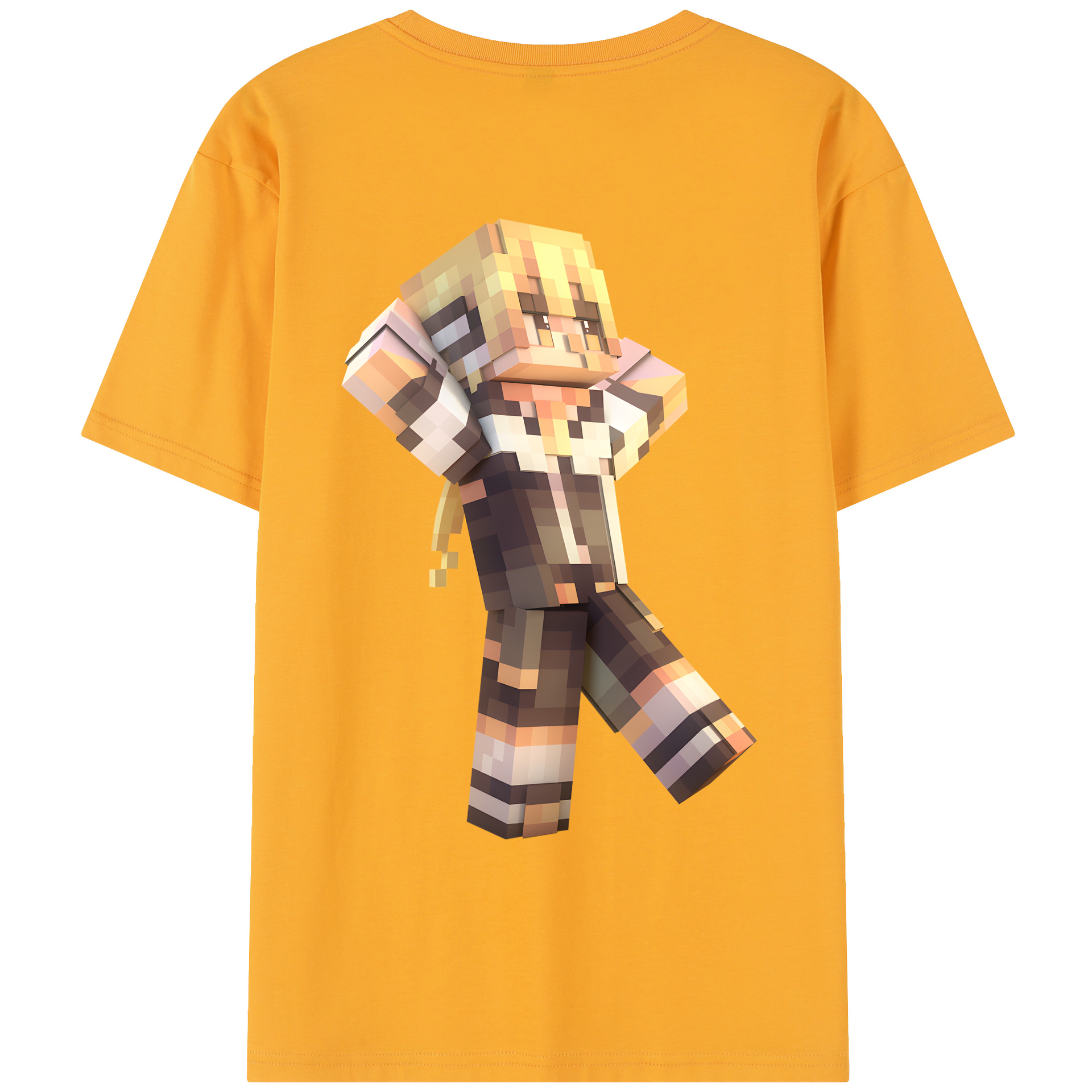 （画像用） マインクラフト ブロックの世界 Minecraft MC Block world レディース半袖Tシャツ(バックプリント)