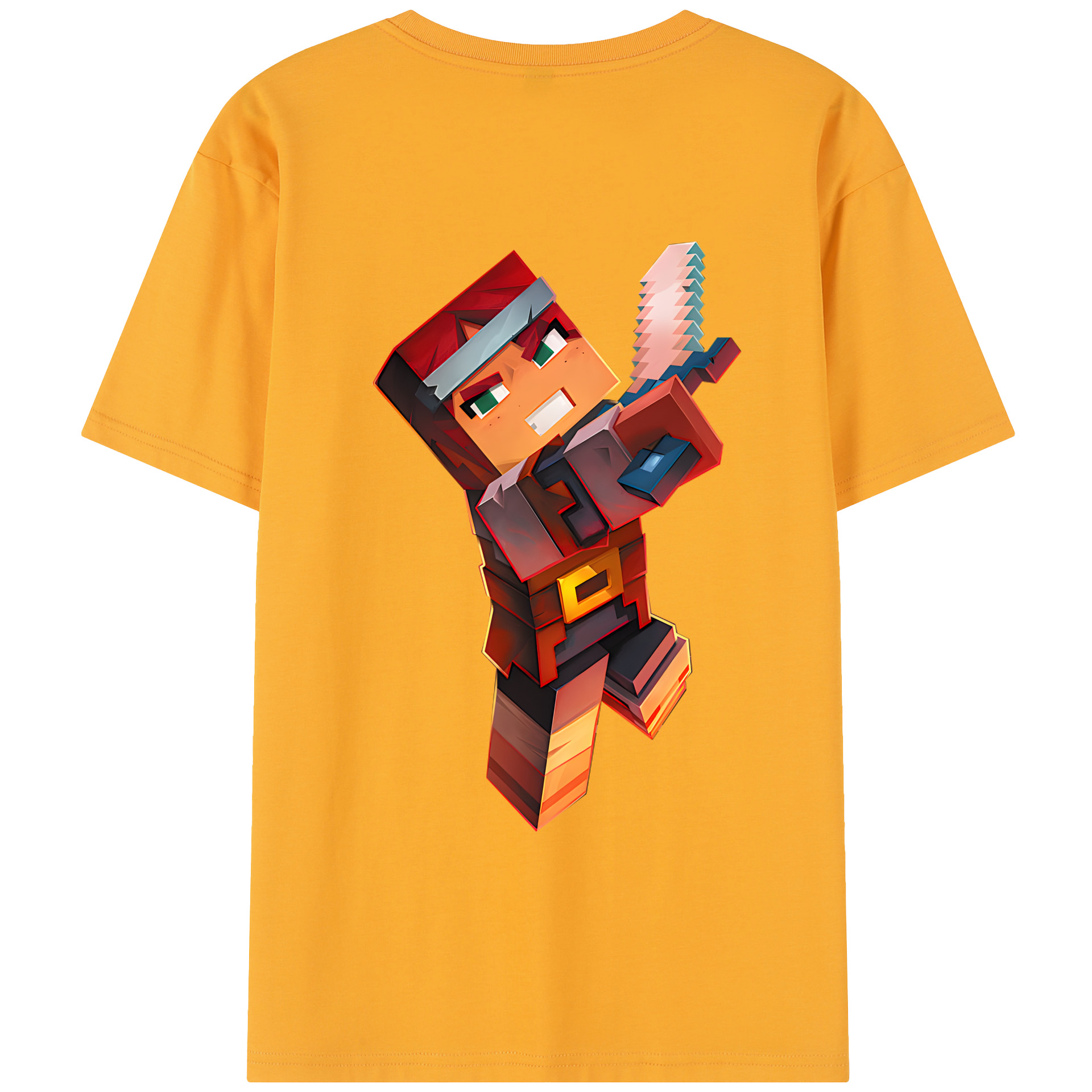 （画像用） マインクラフト ブロックの世界 Minecraft MC Block world レディース半袖Tシャツ(バックプリント)
