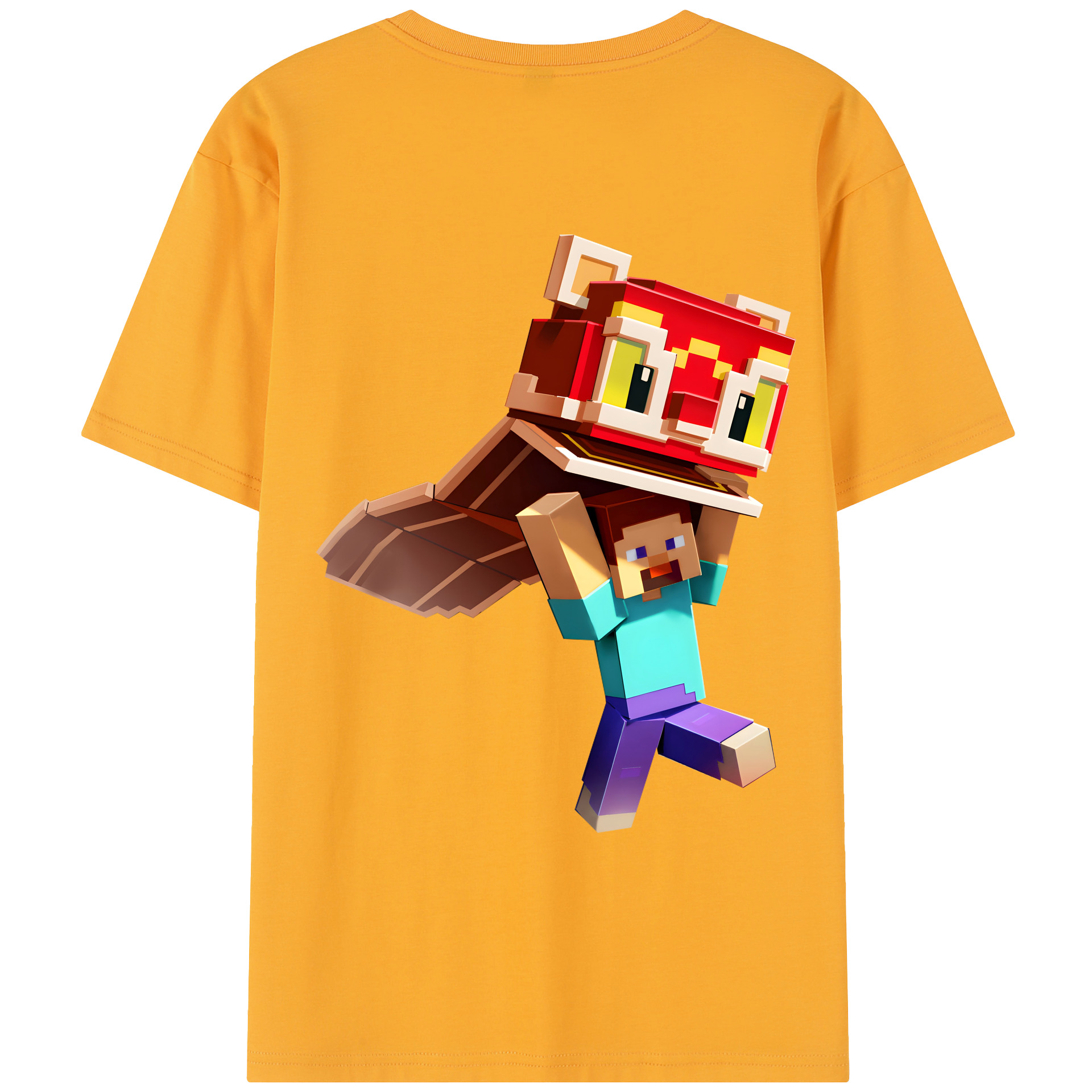 （画像用） マインクラフト ブロックの世界 Minecraft MC Block world レディース半袖Tシャツ(バックプリント)