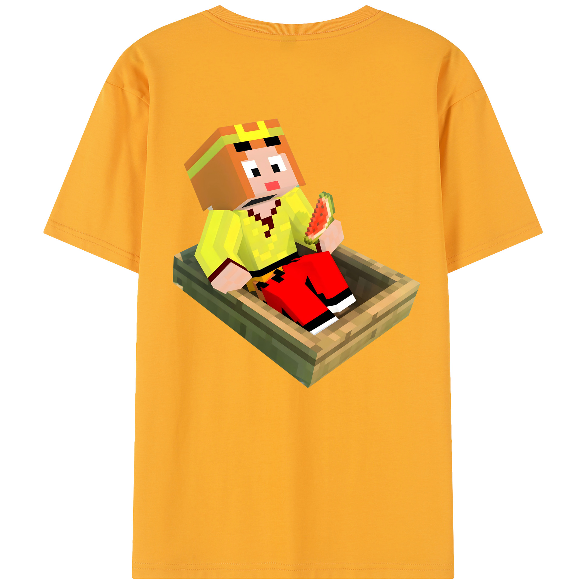 （画像用） マインクラフト ブロックの世界 Minecraft MC Block world レディース半袖Tシャツ(バックプリント)