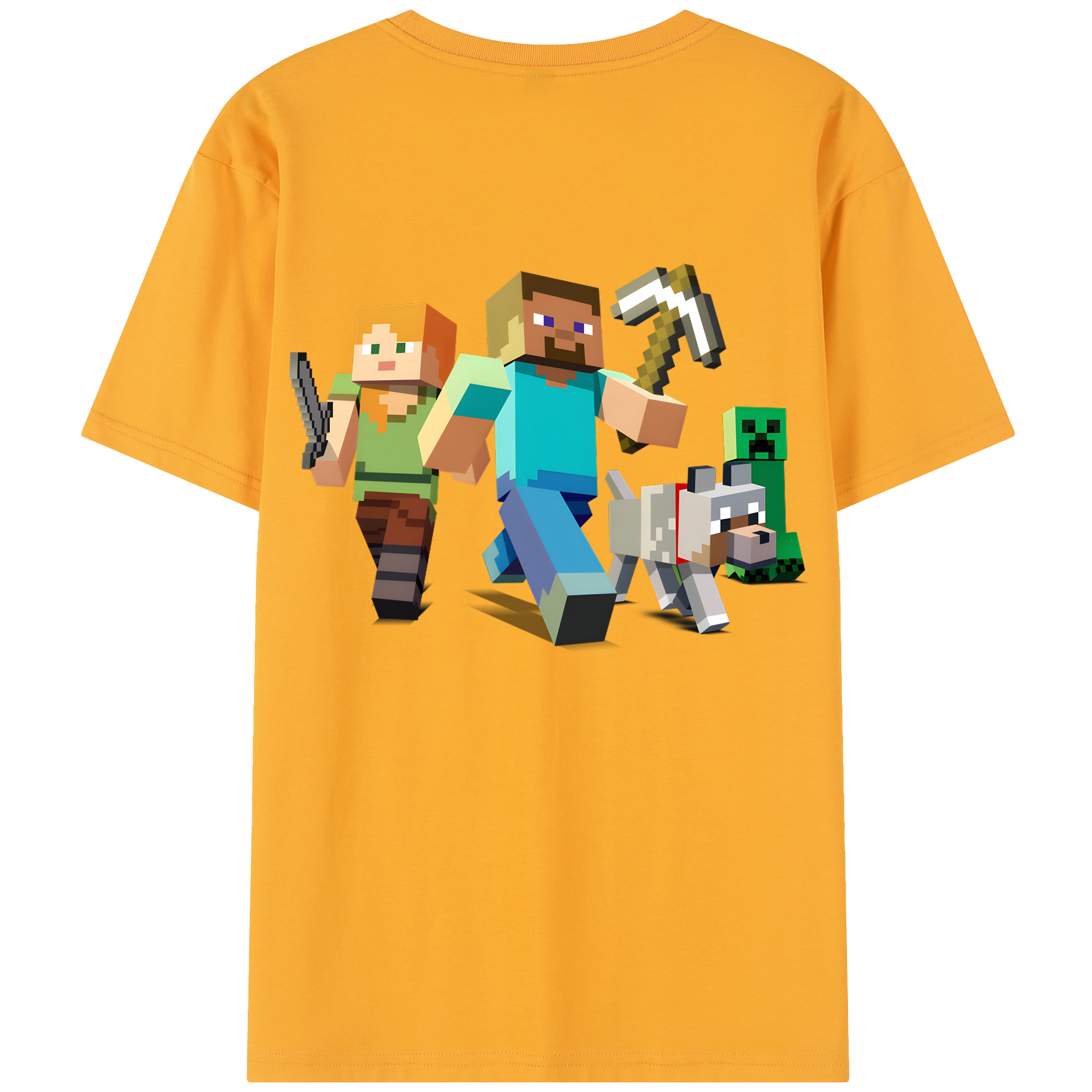 （画像用） マインクラフト ブロックの世界 Minecraft MC Block world レディース半袖Tシャツ(バックプリント)