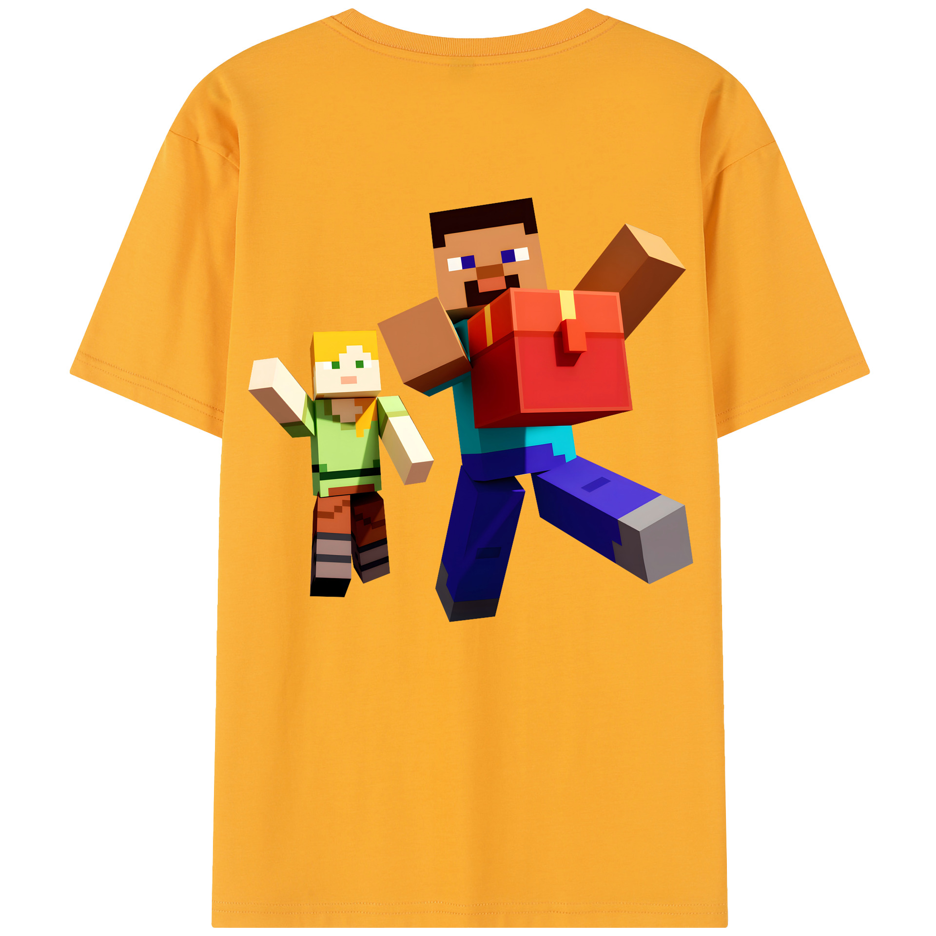 （画像用） マインクラフト ブロックの世界 Minecraft MC Block world レディース半袖Tシャツ(バックプリント)