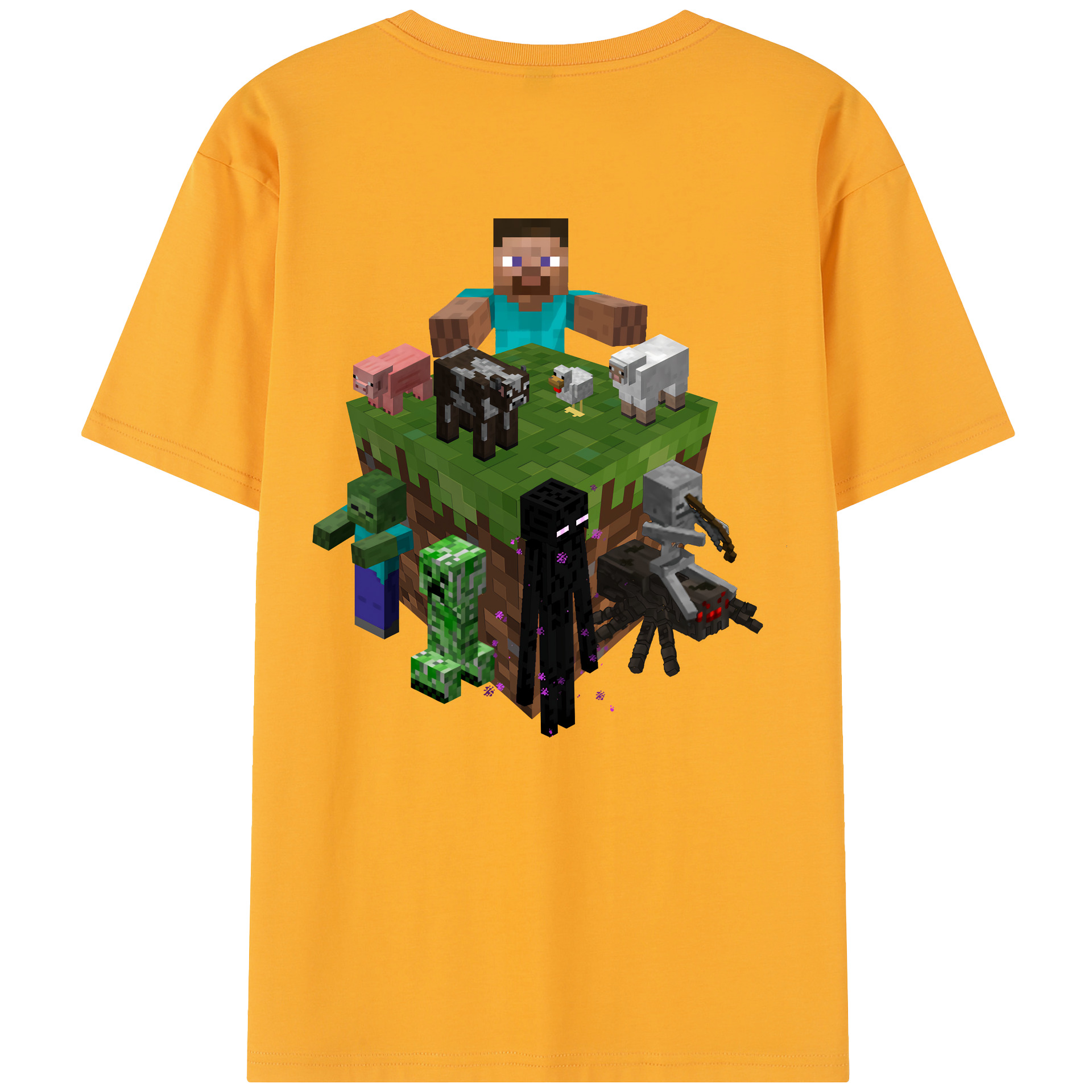 （画像用） マインクラフト ブロックの世界 Minecraft MC Block world レディース半袖Tシャツ(バックプリント)