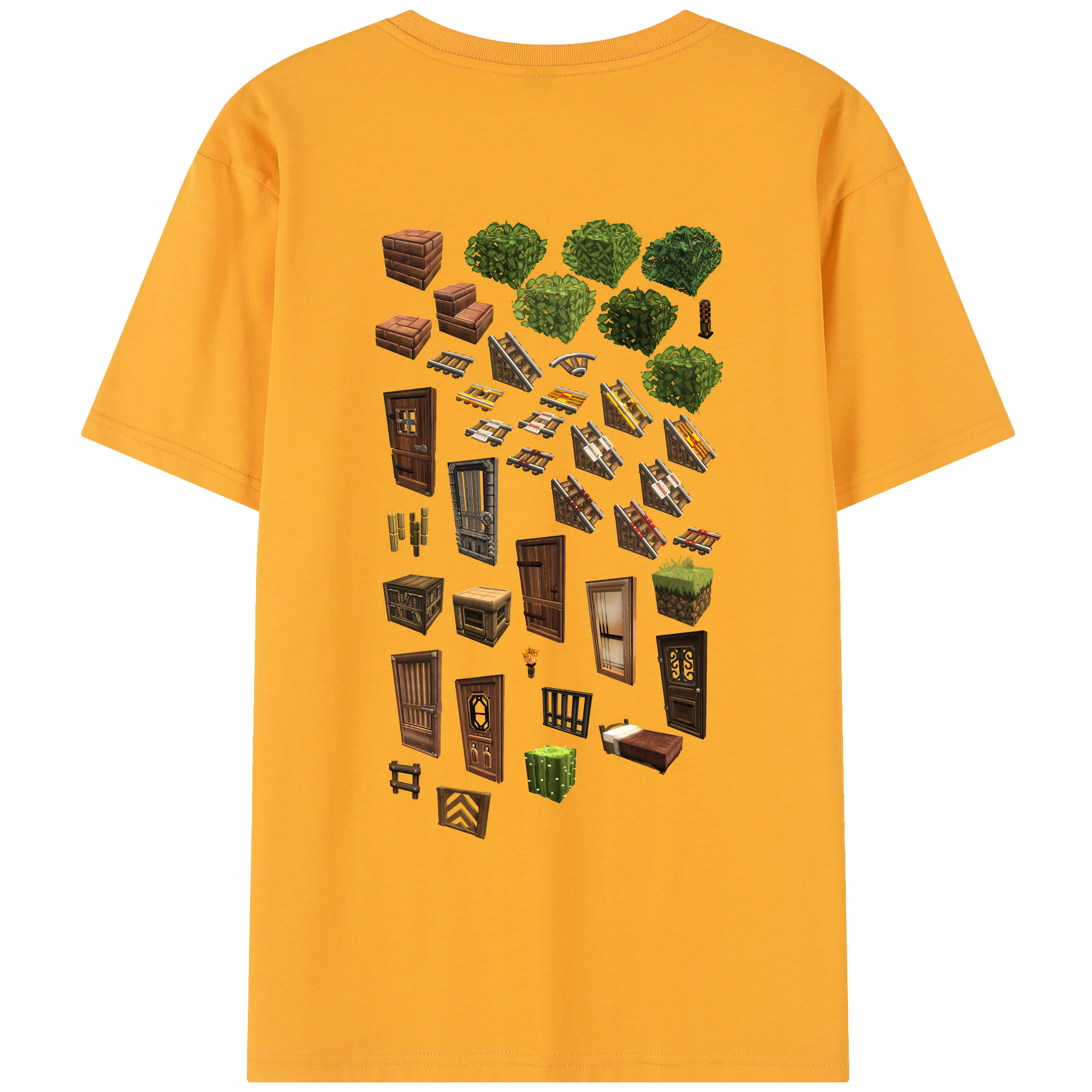（画像用） マインクラフト ブロックの世界 Minecraft MC Block world レディース半袖Tシャツ(バックプリント)