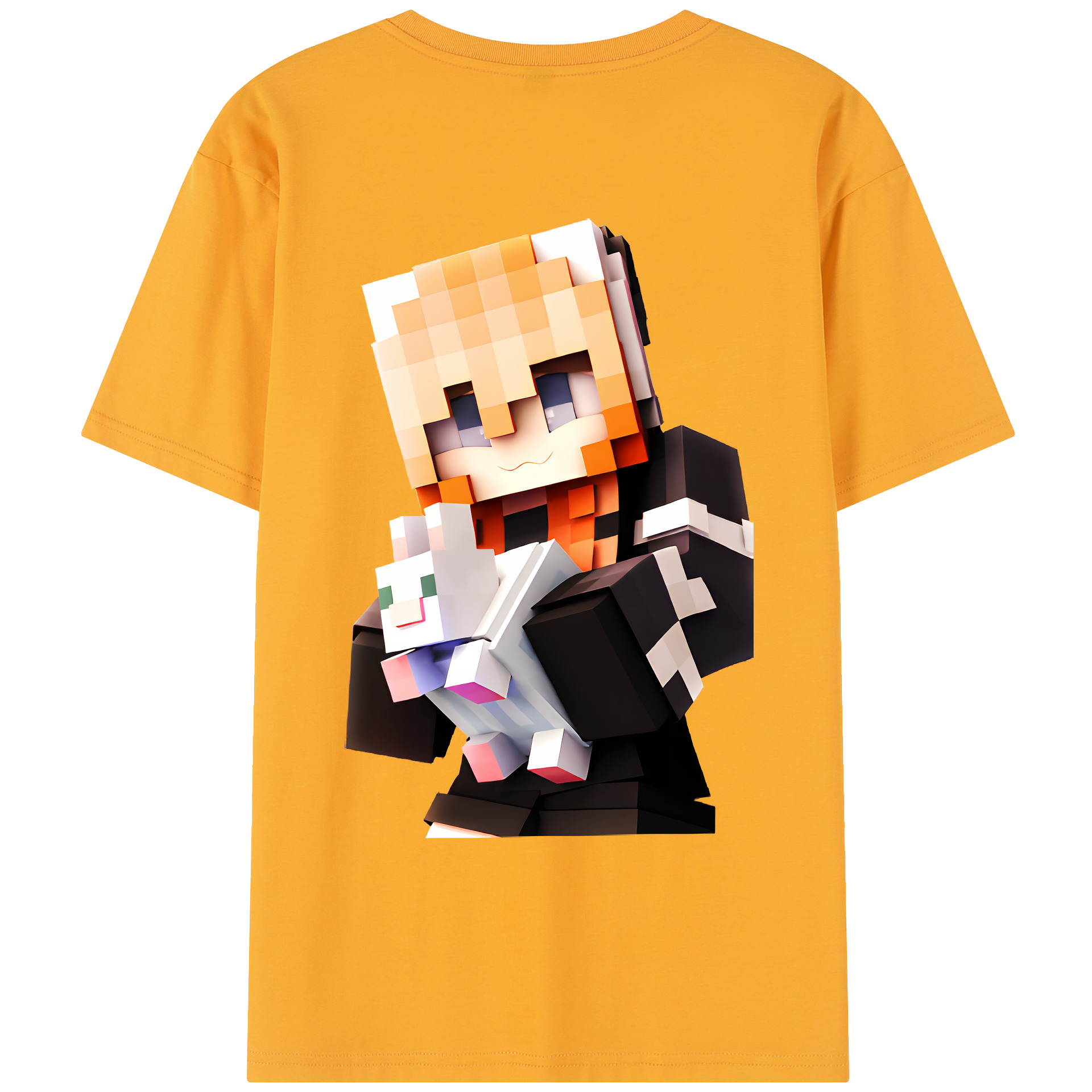 （画像用） マインクラフト ブロックの世界 Minecraft MC Block world レディース半袖Tシャツ(バックプリント)