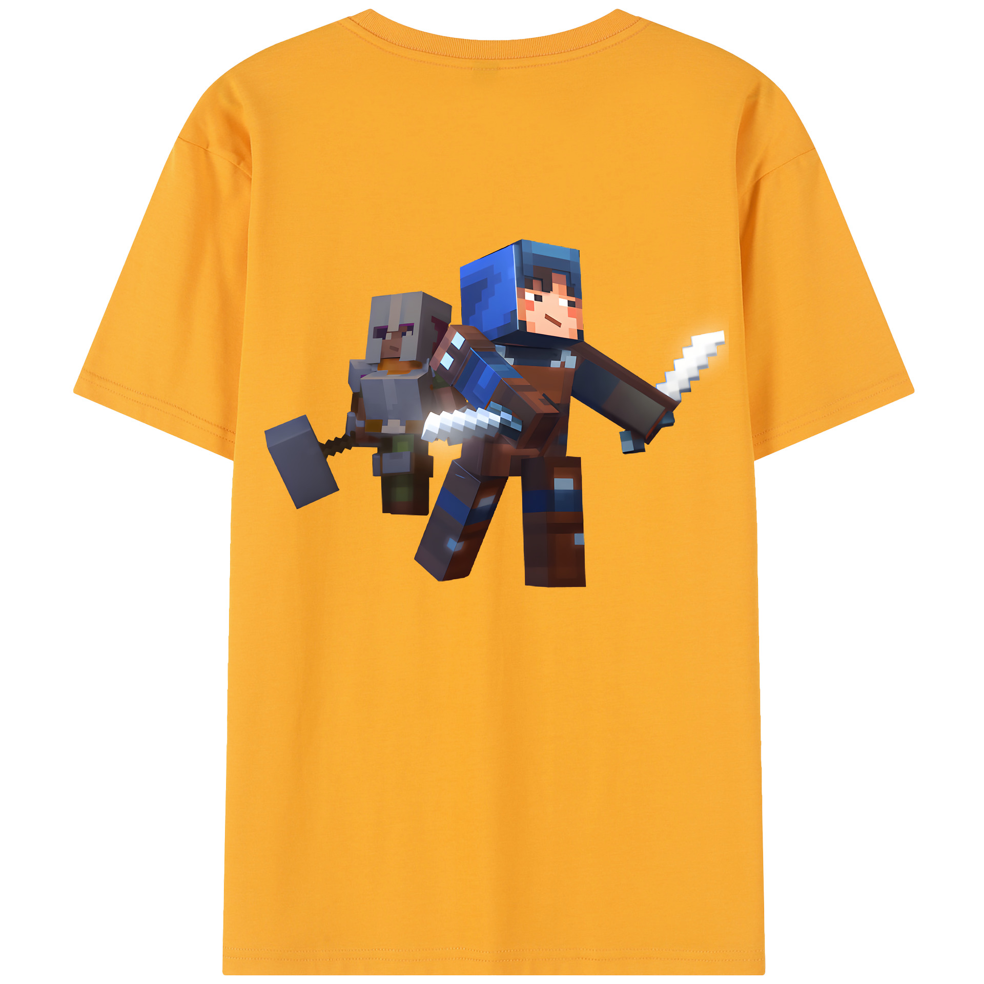 （画像用） マインクラフト ブロックの世界 Minecraft MC Block world レディース半袖Tシャツ(バックプリント)
