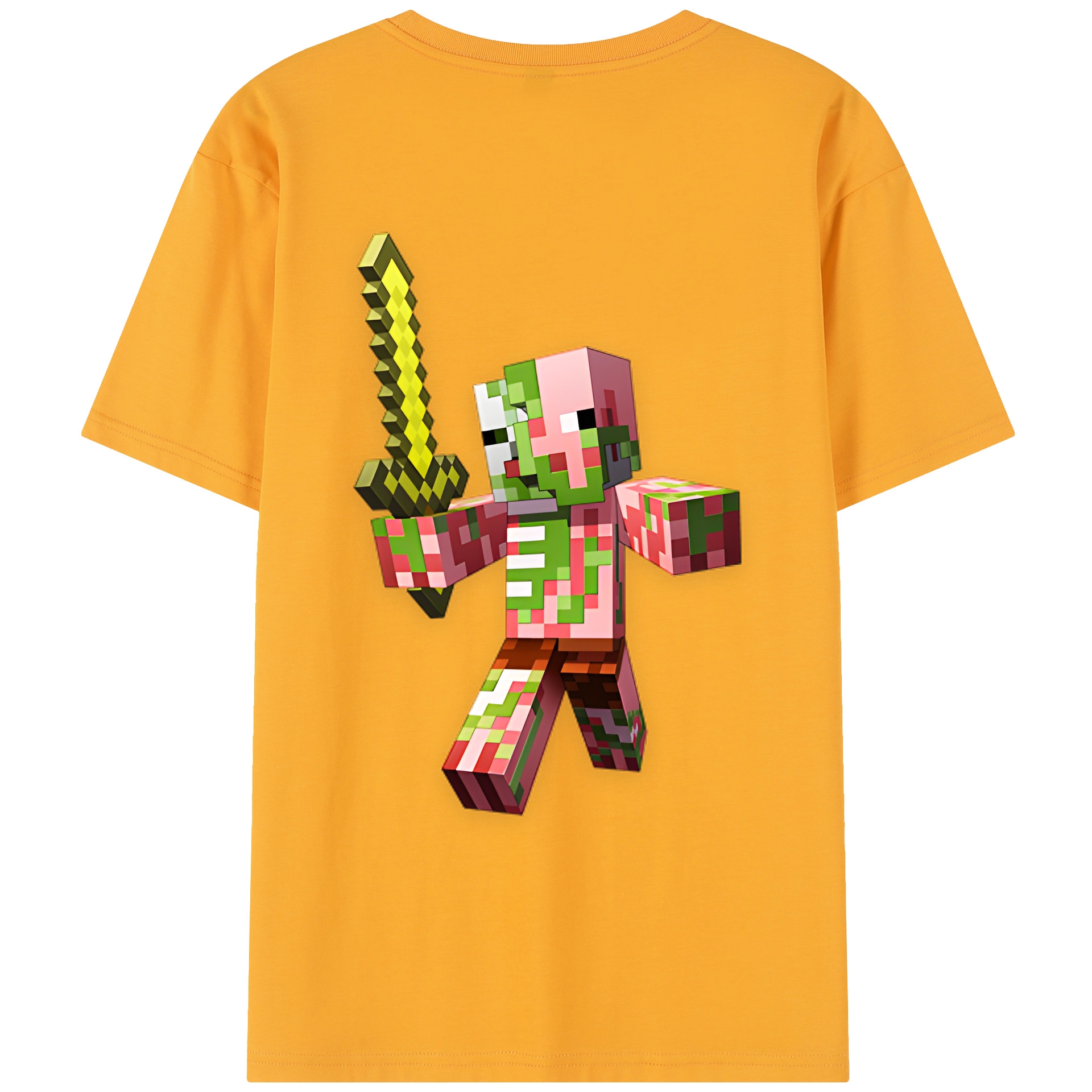 （画像用） マインクラフト ブロックの世界 Minecraft MC Block world レディース半袖Tシャツ(バックプリント)
