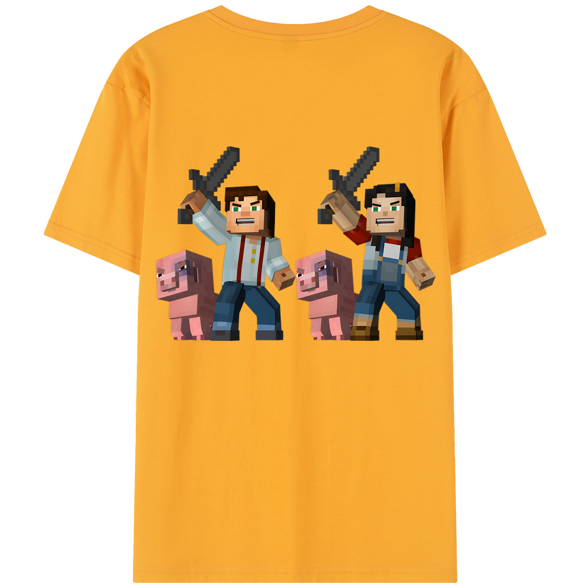 （画像用） マインクラフト ブロックの世界 Minecraft MC Block world レディース半袖Tシャツ(バックプリント)
