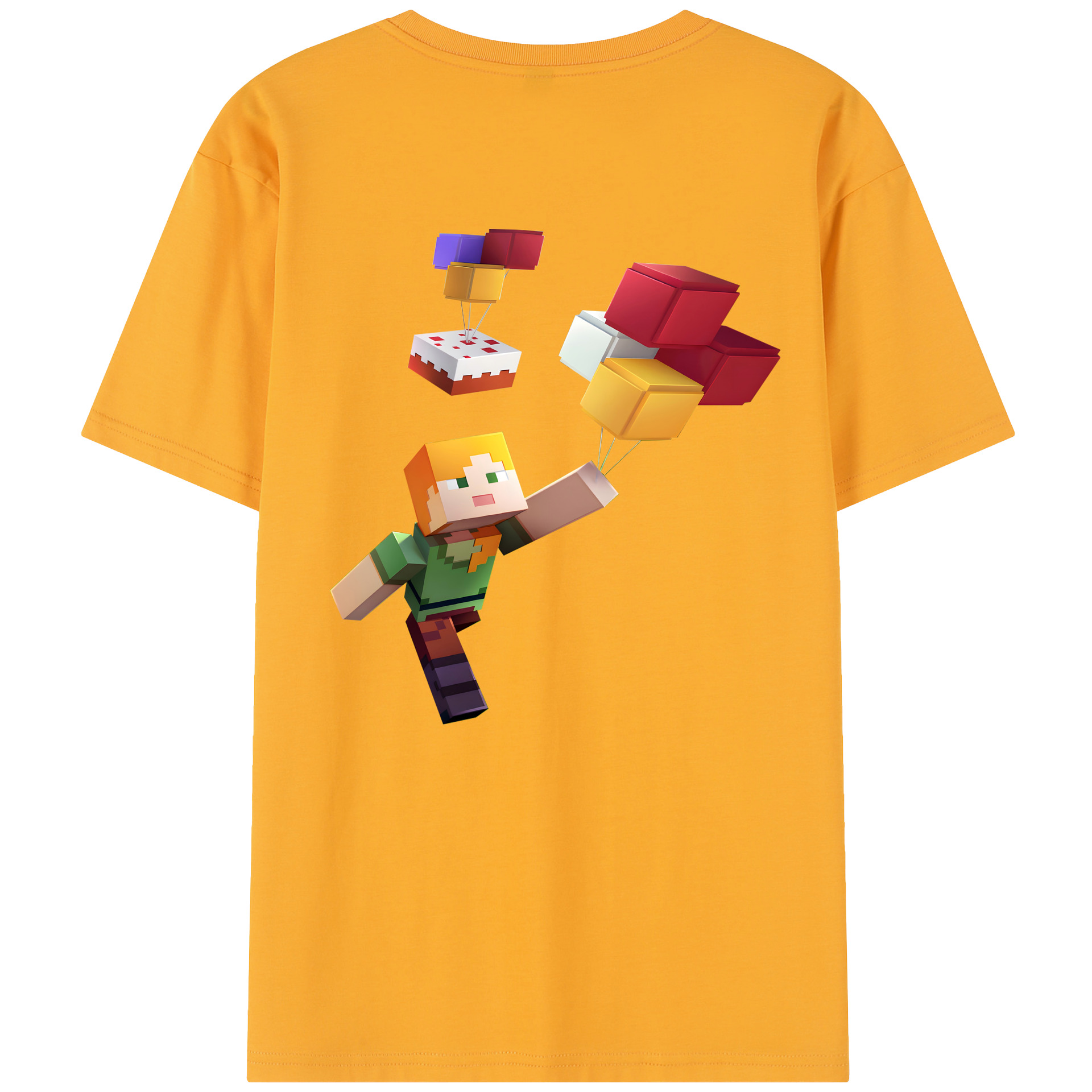 （画像用） マインクラフト ブロックの世界 Minecraft MC Block world レディース半袖Tシャツ(バックプリント)