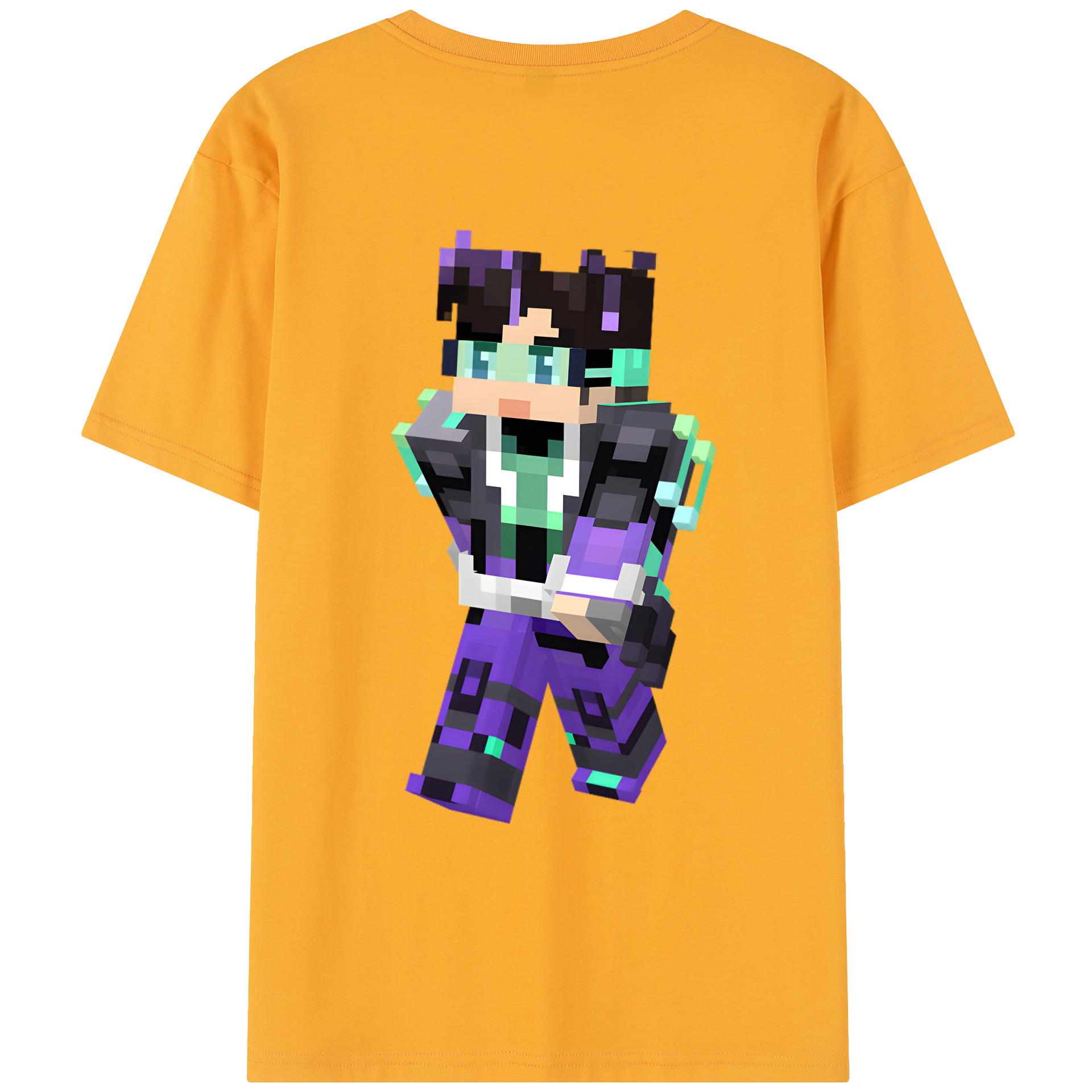 （画像用） マインクラフト ブロックの世界 Minecraft MC Block world レディース半袖Tシャツ(バックプリント)