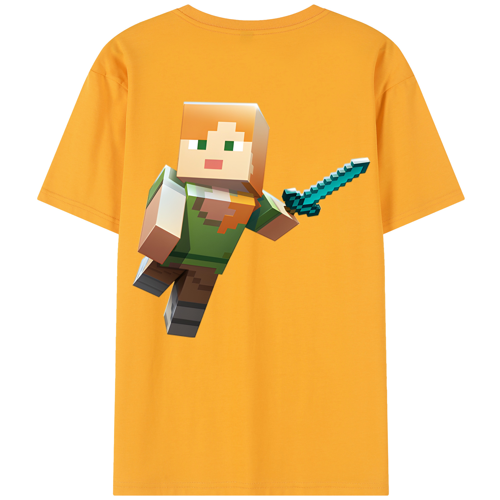 （画像用） マインクラフト ブロックの世界 Minecraft MC Block world レディース半袖Tシャツ(バックプリント)