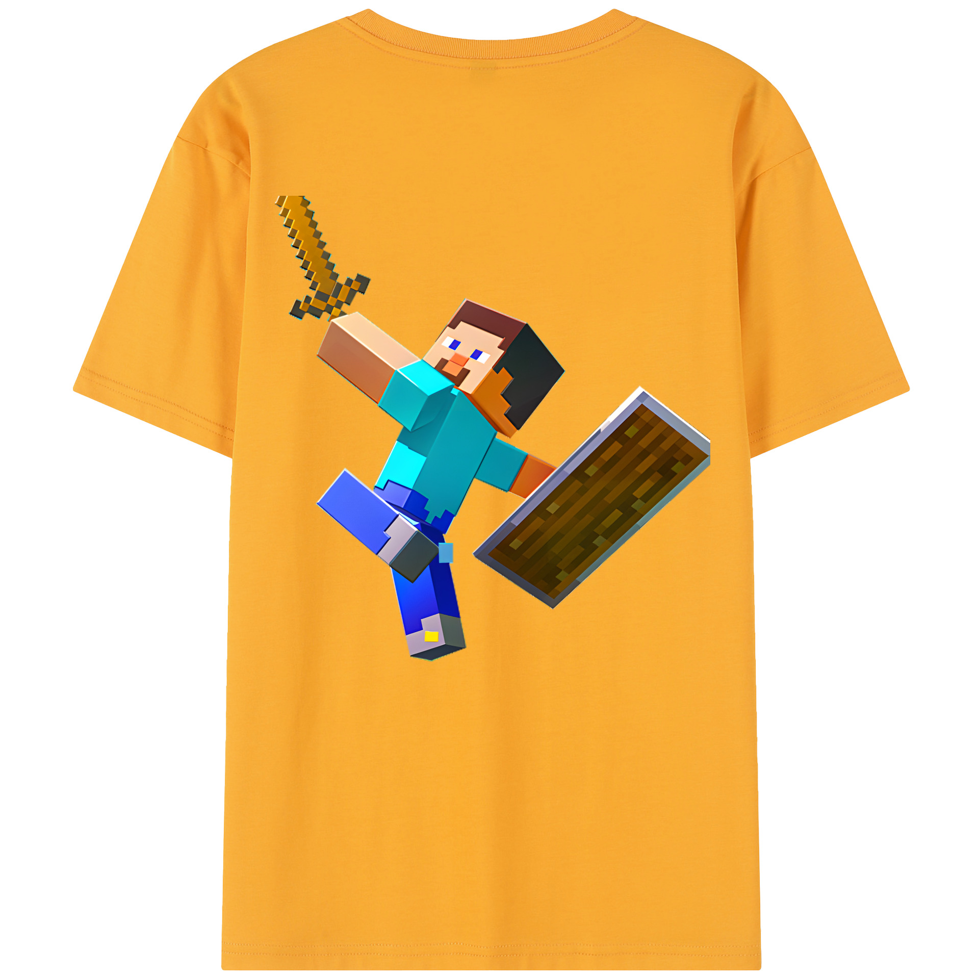 （画像用） マインクラフト ブロックの世界 Minecraft MC Block world レディース半袖Tシャツ(バックプリント)