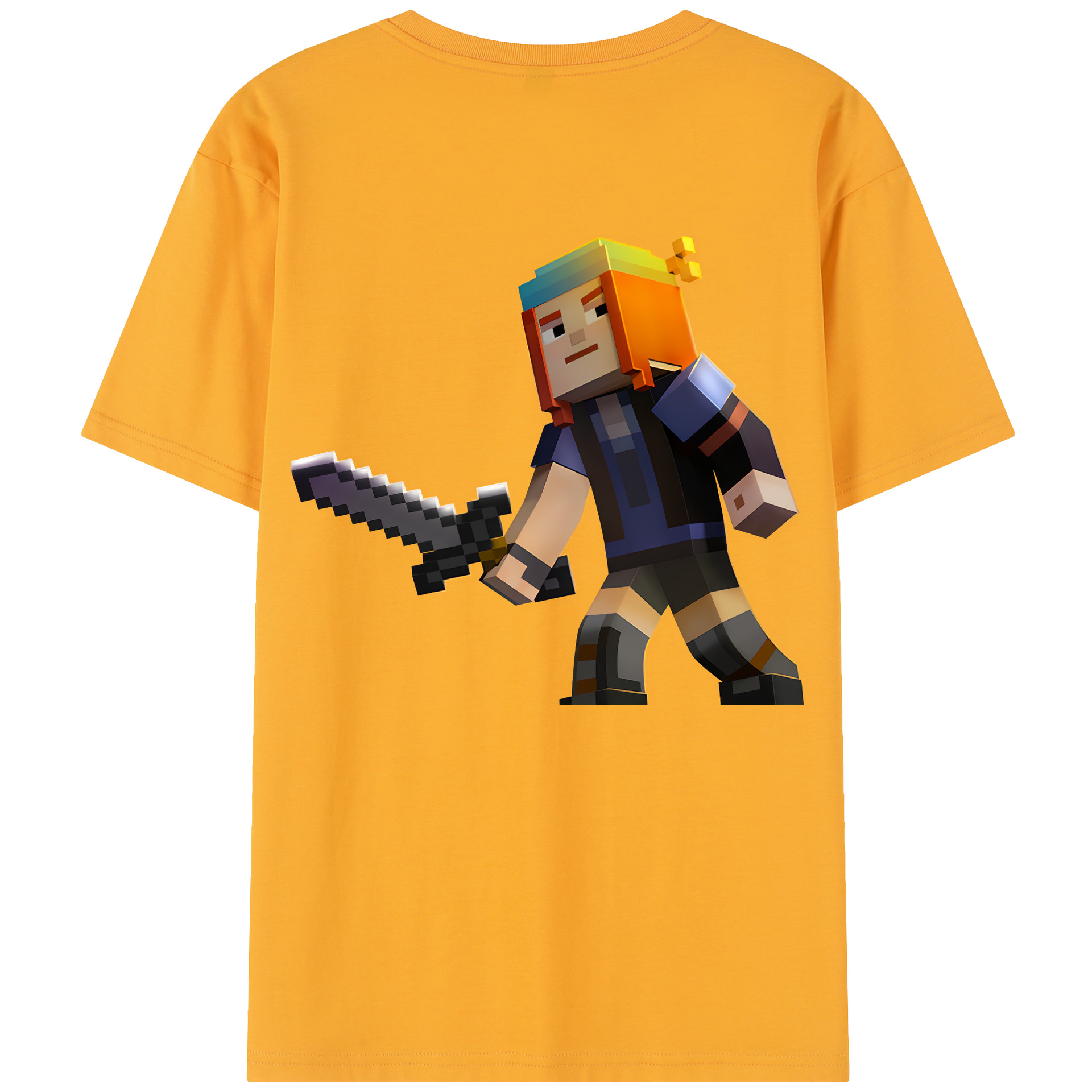 （画像用） マインクラフト ブロックの世界 Minecraft MC Block world レディース半袖Tシャツ(バックプリント)