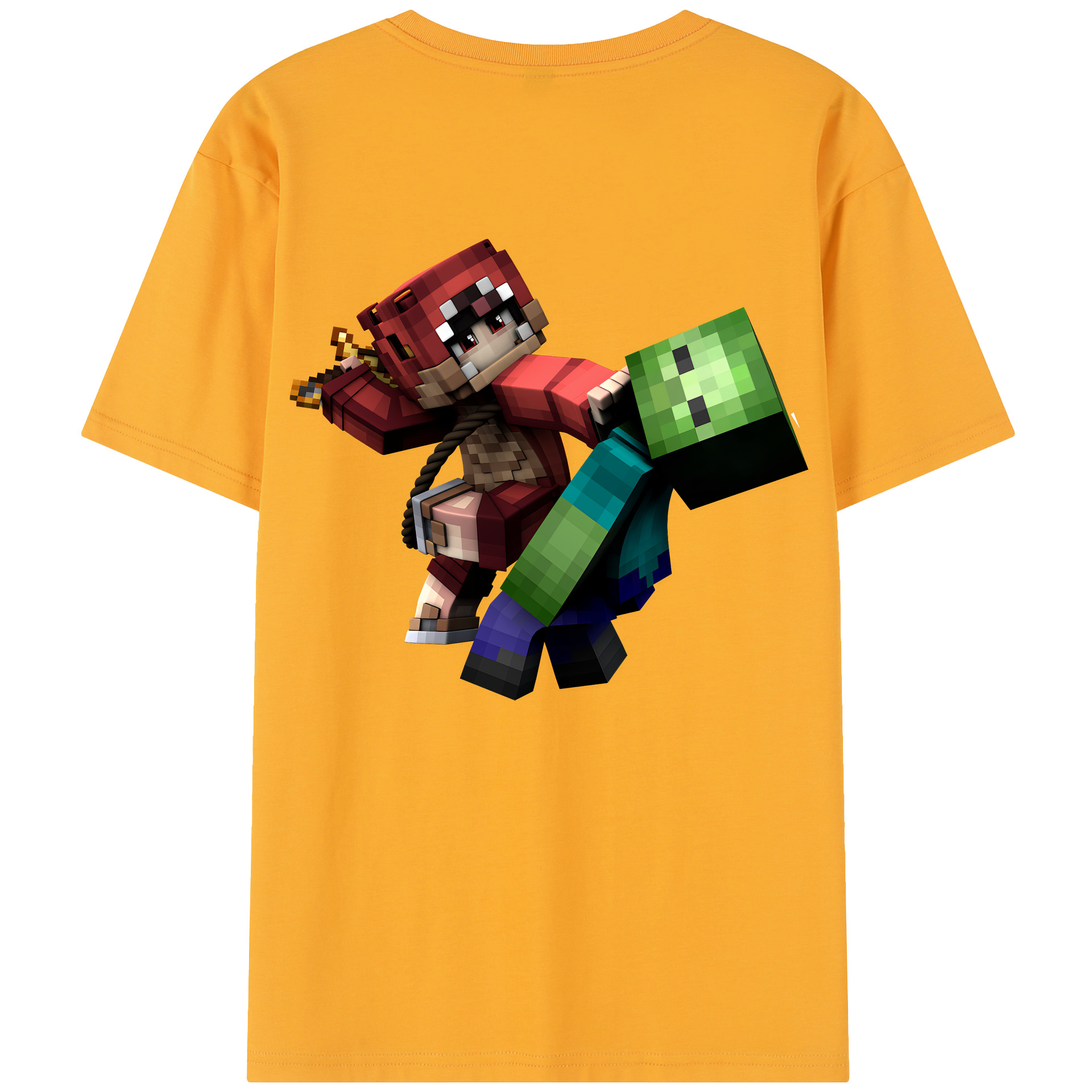 （画像用） マインクラフト ブロックの世界 Minecraft MC Block world レディース半袖Tシャツ(バックプリント)