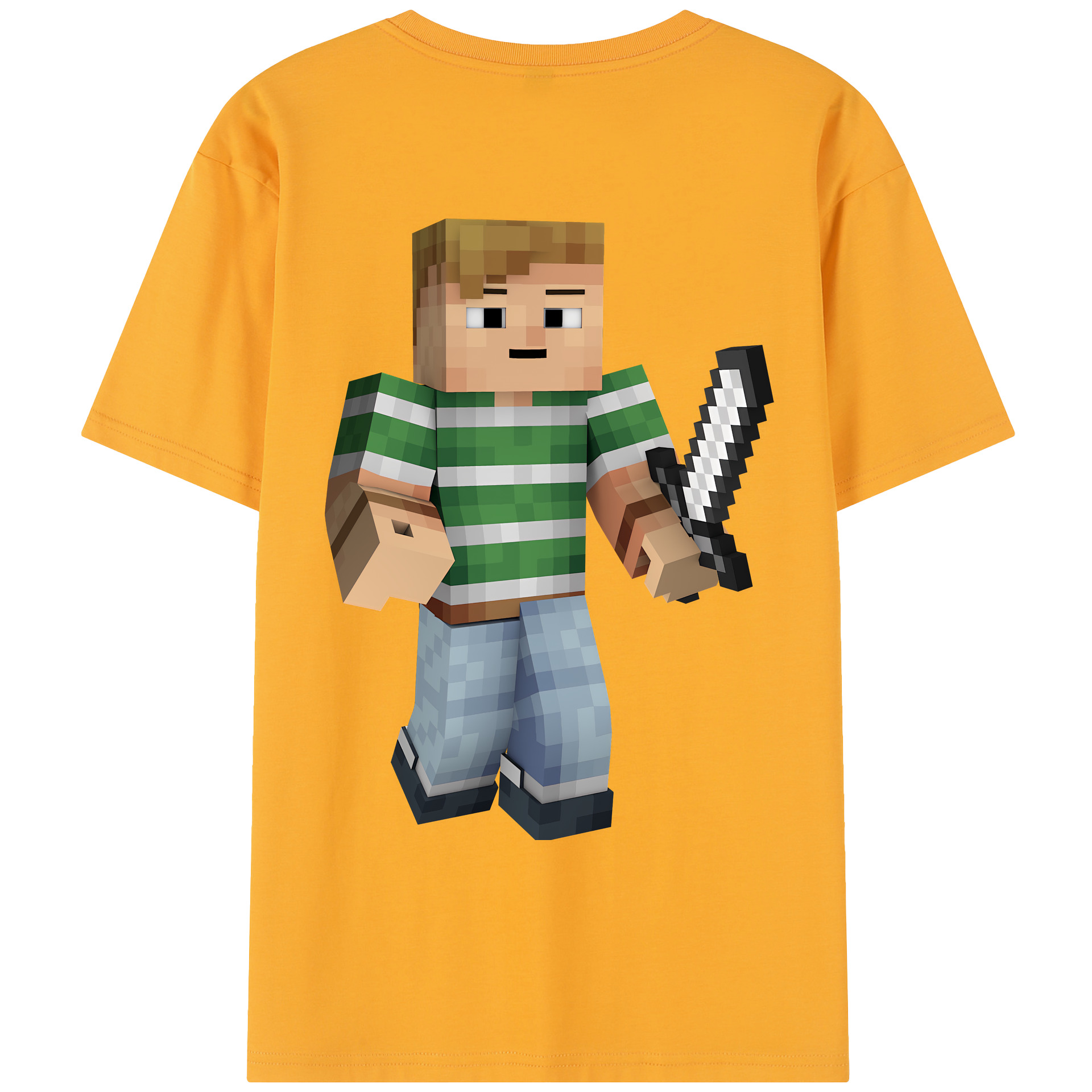 （画像用） マインクラフト ブロックの世界 Minecraft MC Block world レディース半袖Tシャツ(バックプリント)