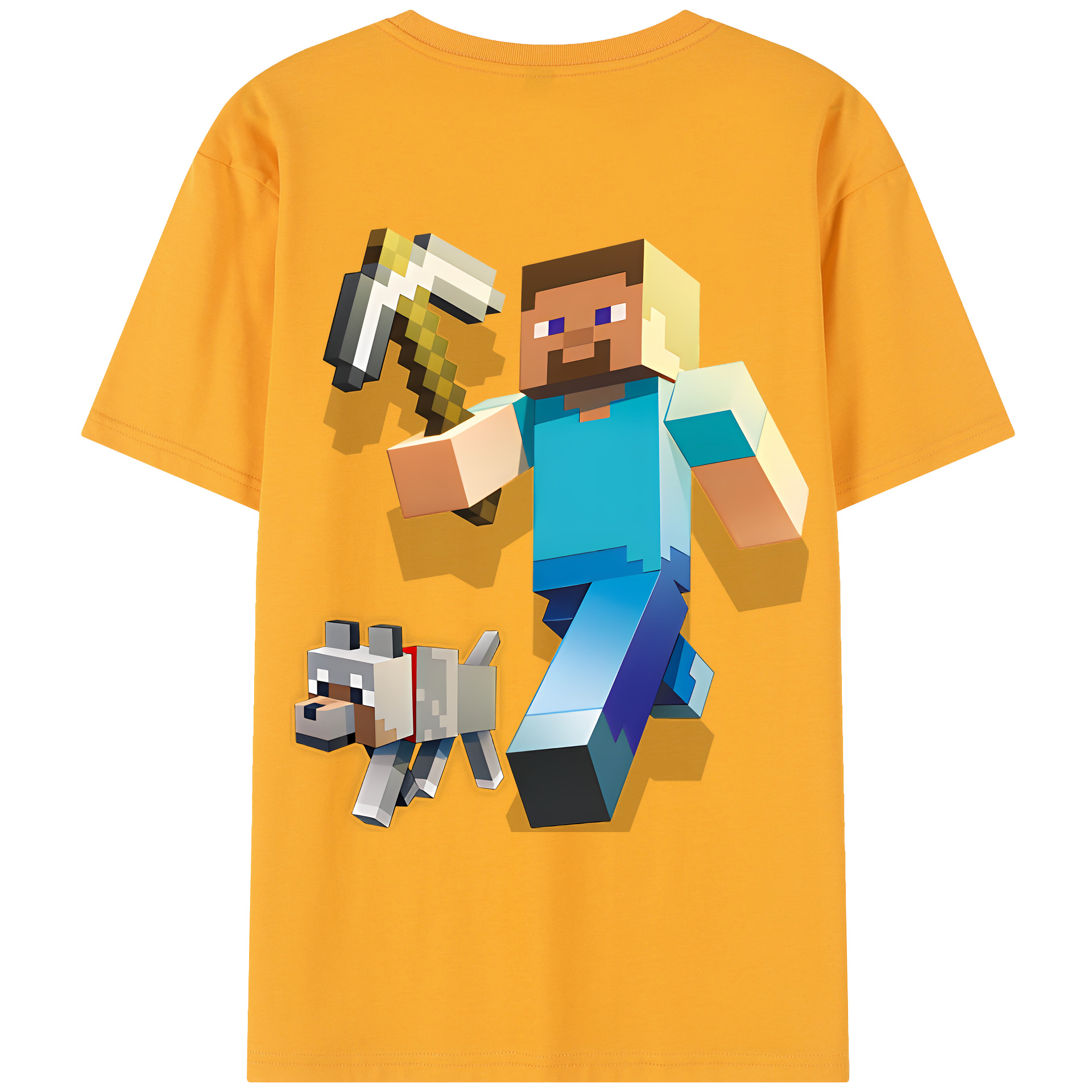 （画像用） マインクラフト ブロックの世界 Minecraft MC Block world レディース半袖Tシャツ(バックプリント)