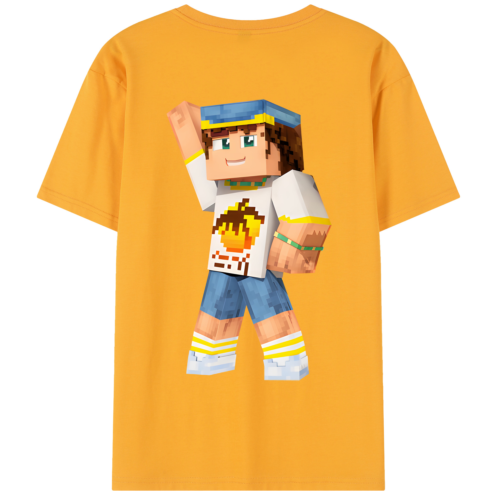 （画像用） マインクラフト ブロックの世界 Minecraft MC Block world レディース半袖Tシャツ(バックプリント)