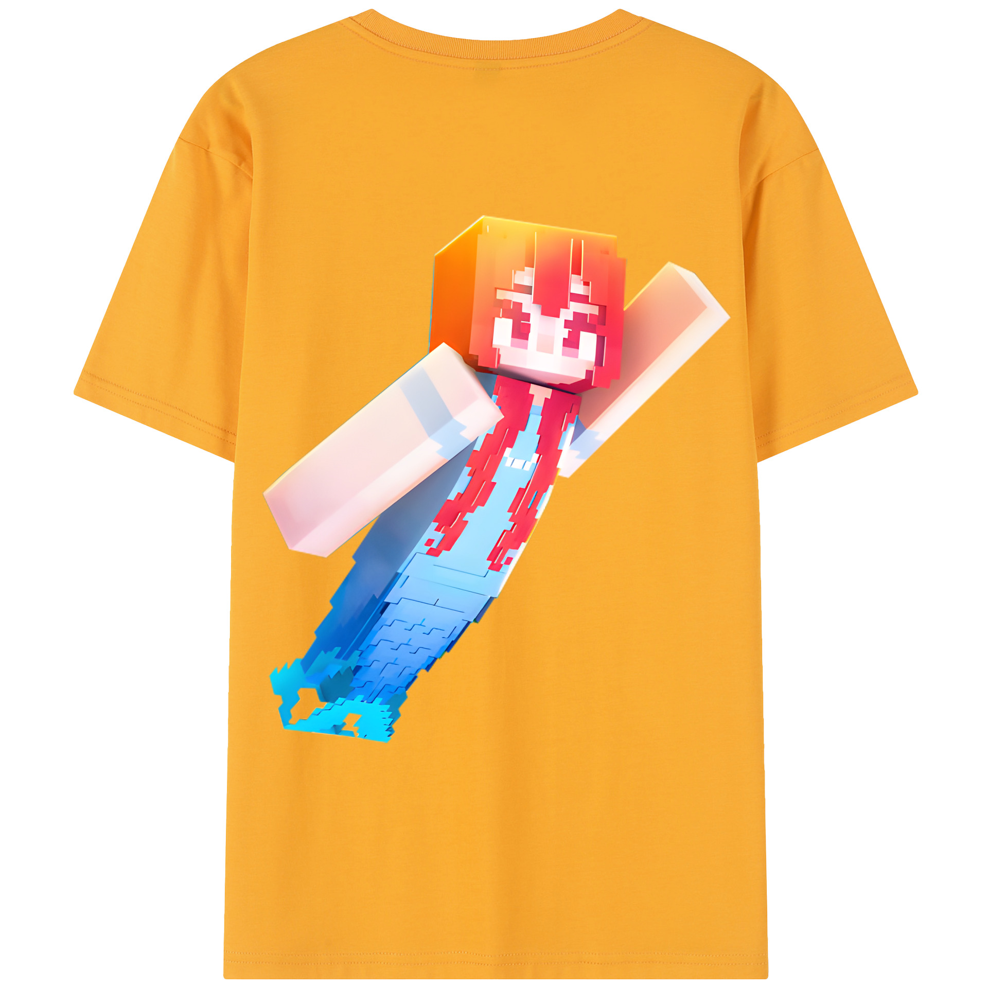 （画像用） マインクラフト ブロックの世界 Minecraft MC Block world レディース半袖Tシャツ(バックプリント)