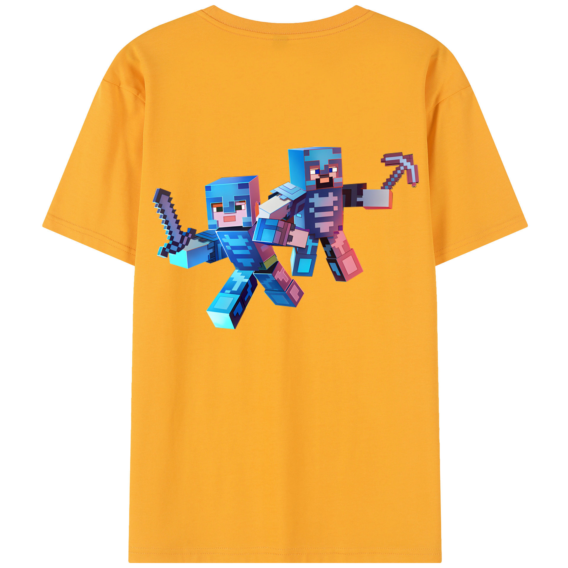 （画像用） マインクラフト ブロックの世界 Minecraft MC Block world レディース半袖Tシャツ(バックプリント)