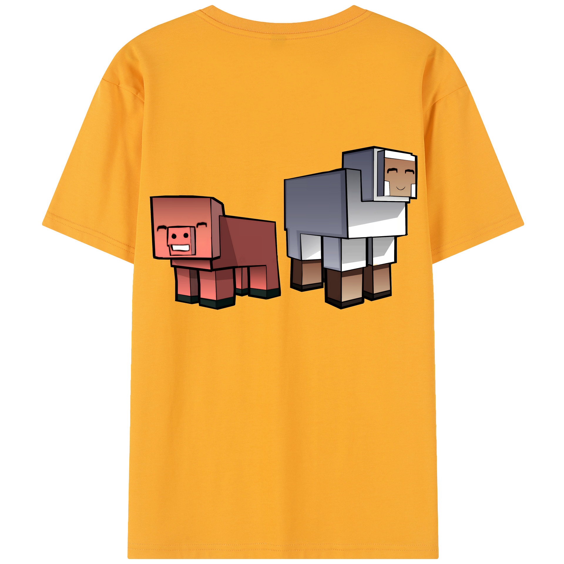 （画像用） マインクラフト ブロックの世界 Minecraft MC Block world レディース半袖Tシャツ(バックプリント)