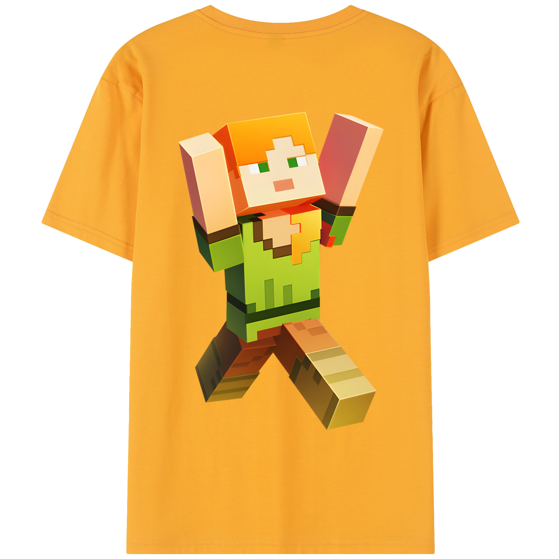 （画像用） マインクラフト ブロックの世界 Minecraft MC Block world レディース半袖Tシャツ(バックプリント)