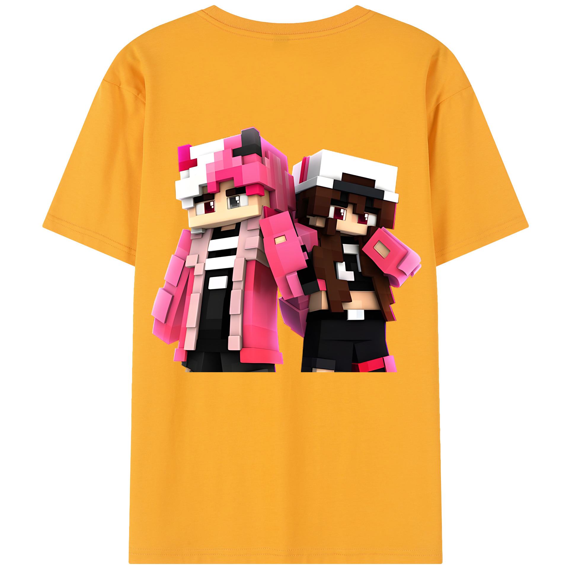 （画像用） マインクラフト ブロックの世界 Minecraft MC Block world レディース半袖Tシャツ(バックプリント)