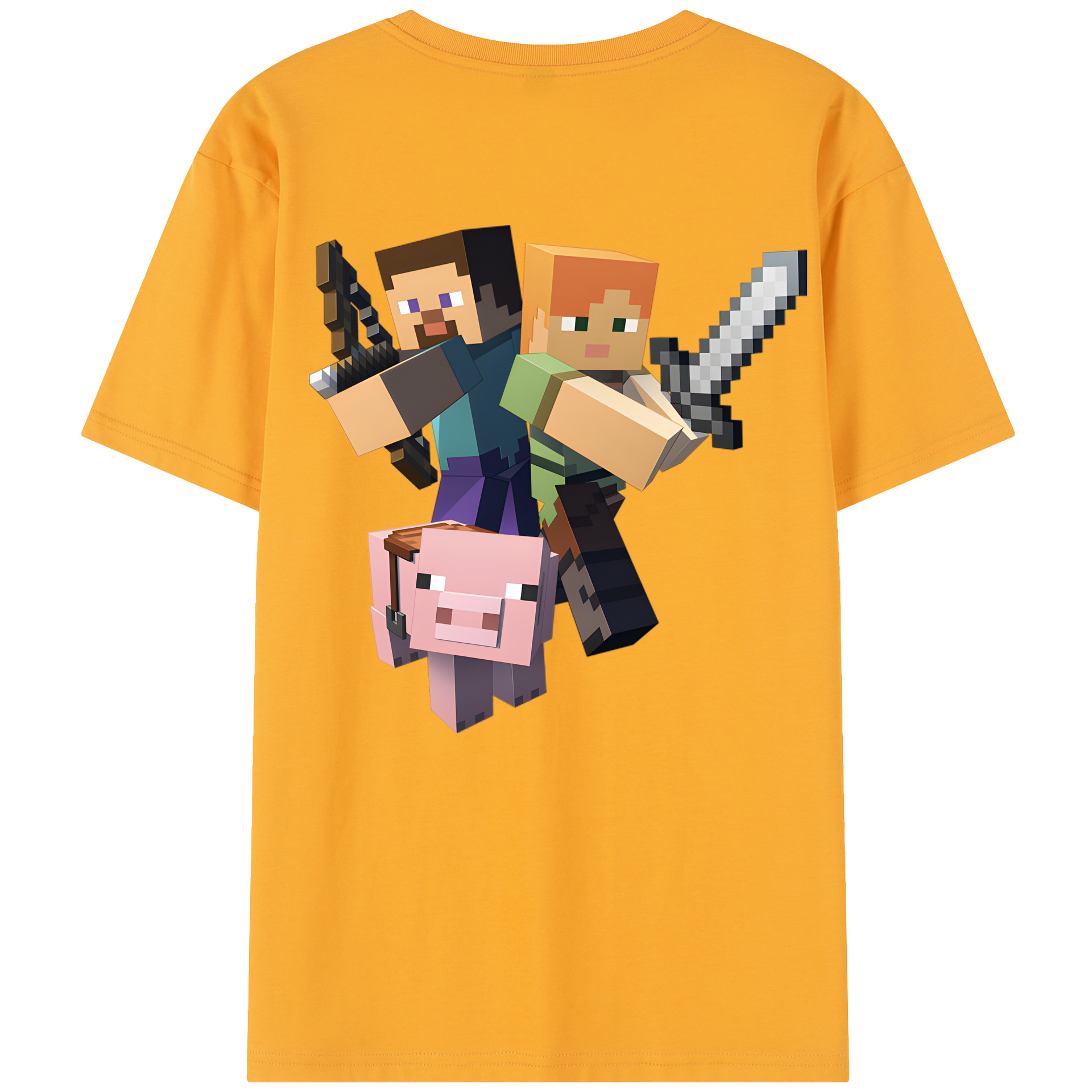 （画像用） マインクラフト ブロックの世界 Minecraft MC Block world レディース半袖Tシャツ(バックプリント)