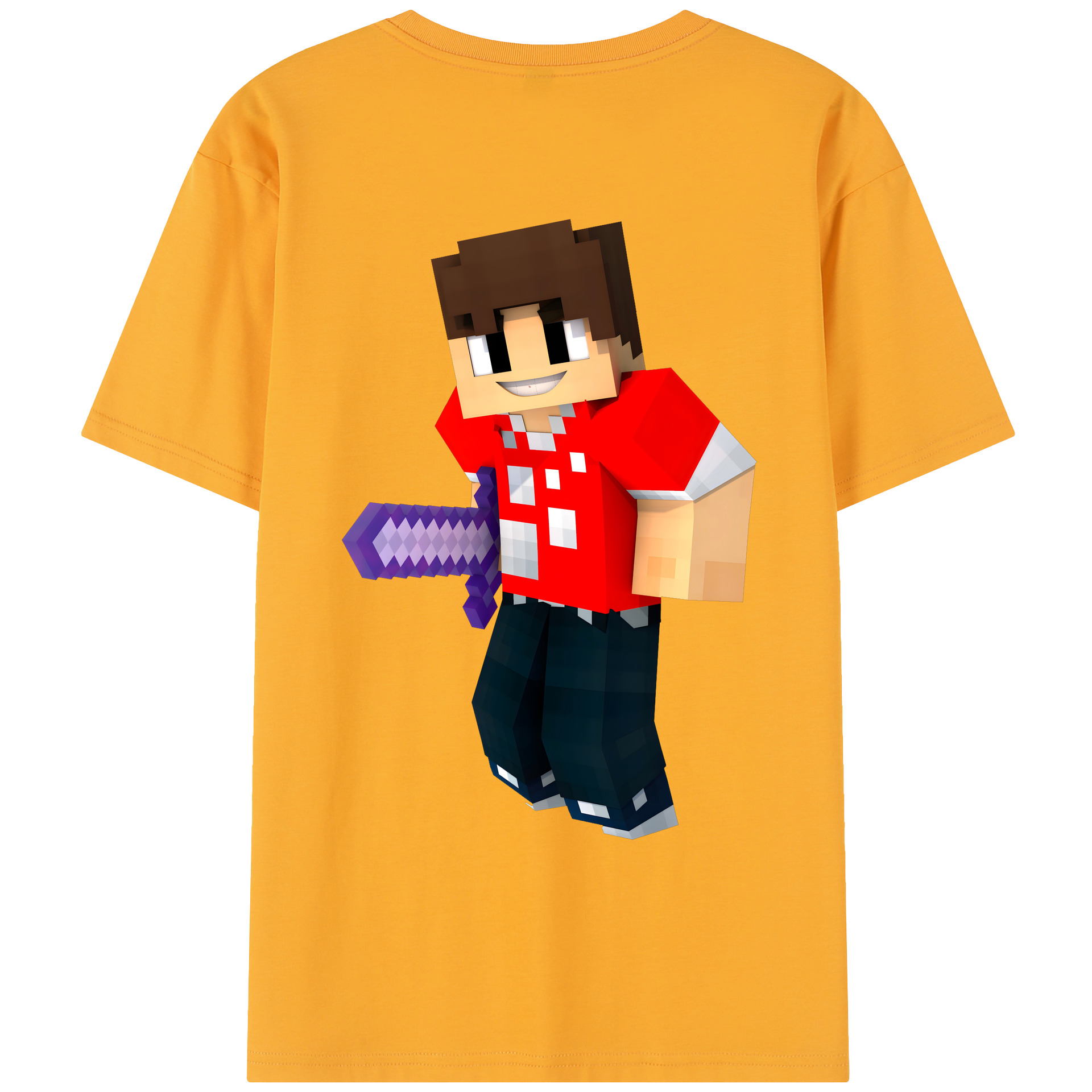 （画像用） マインクラフト ブロックの世界 Minecraft MC Block world レディース半袖Tシャツ(バックプリント)