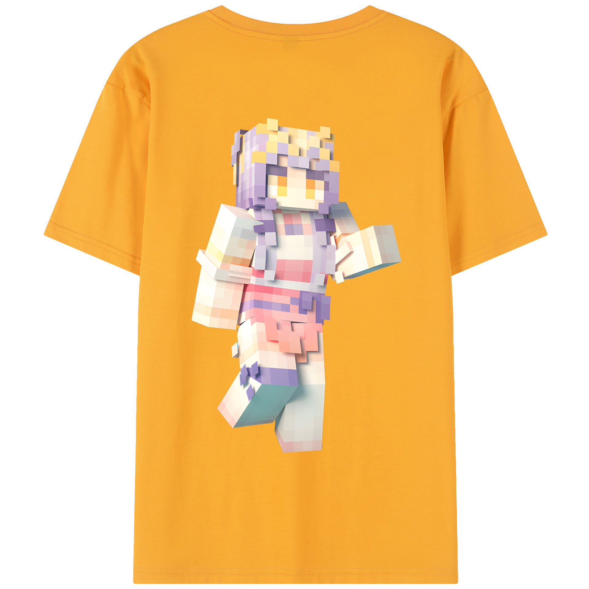 （画像用） マインクラフト ブロックの世界 Minecraft MC Block world レディース半袖Tシャツ(バックプリント)