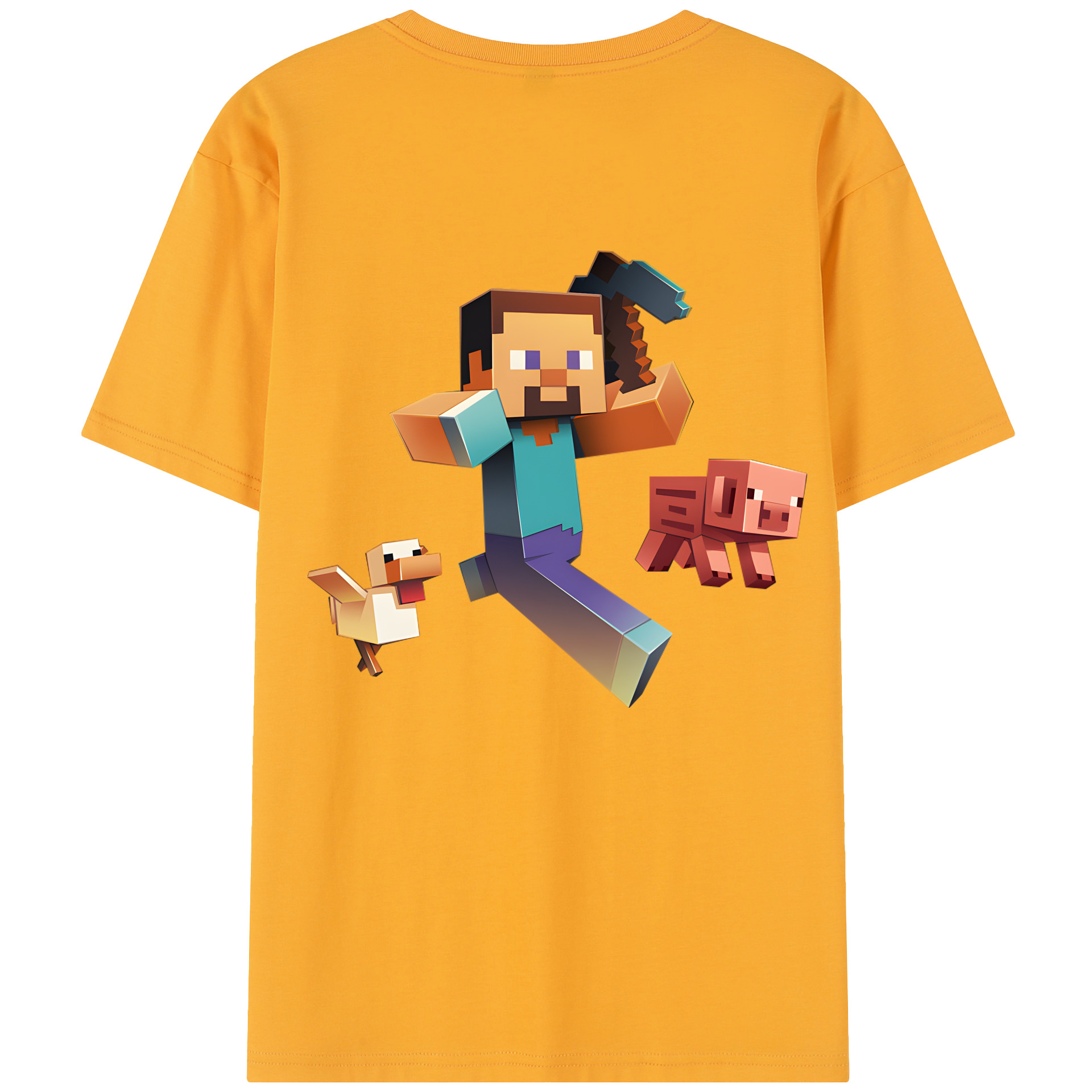 （画像用） マインクラフト ブロックの世界 Minecraft MC Block world レディース半袖Tシャツ(バックプリント)