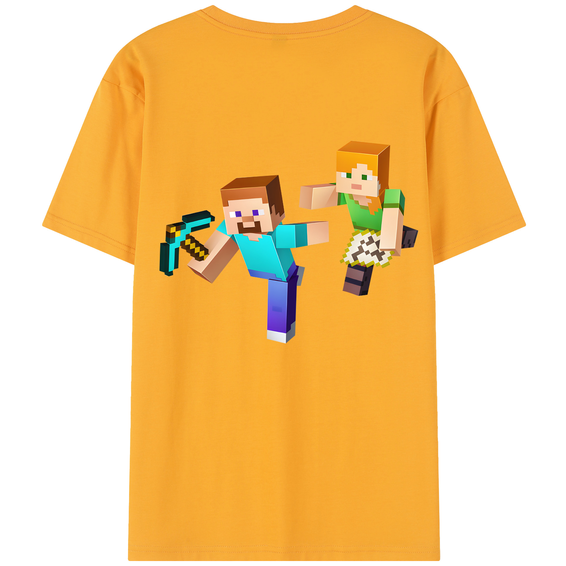 （画像用） マインクラフト ブロックの世界 Minecraft MC Block world レディース半袖Tシャツ(バックプリント)
