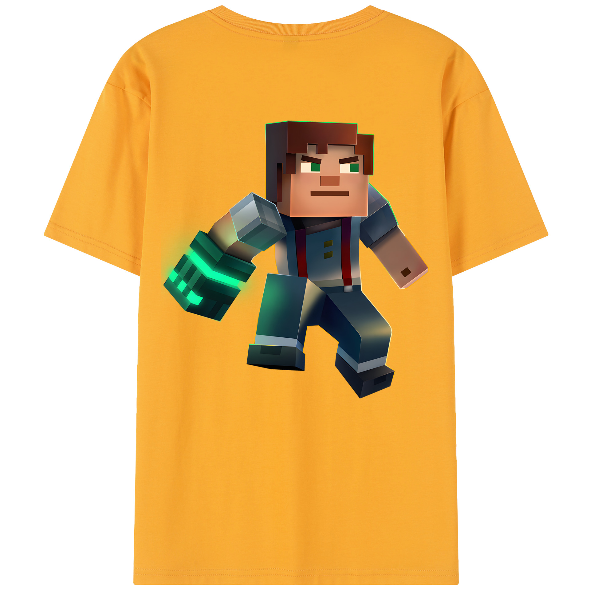 （画像用） マインクラフト ブロックの世界 Minecraft MC Block world レディース半袖Tシャツ(バックプリント)