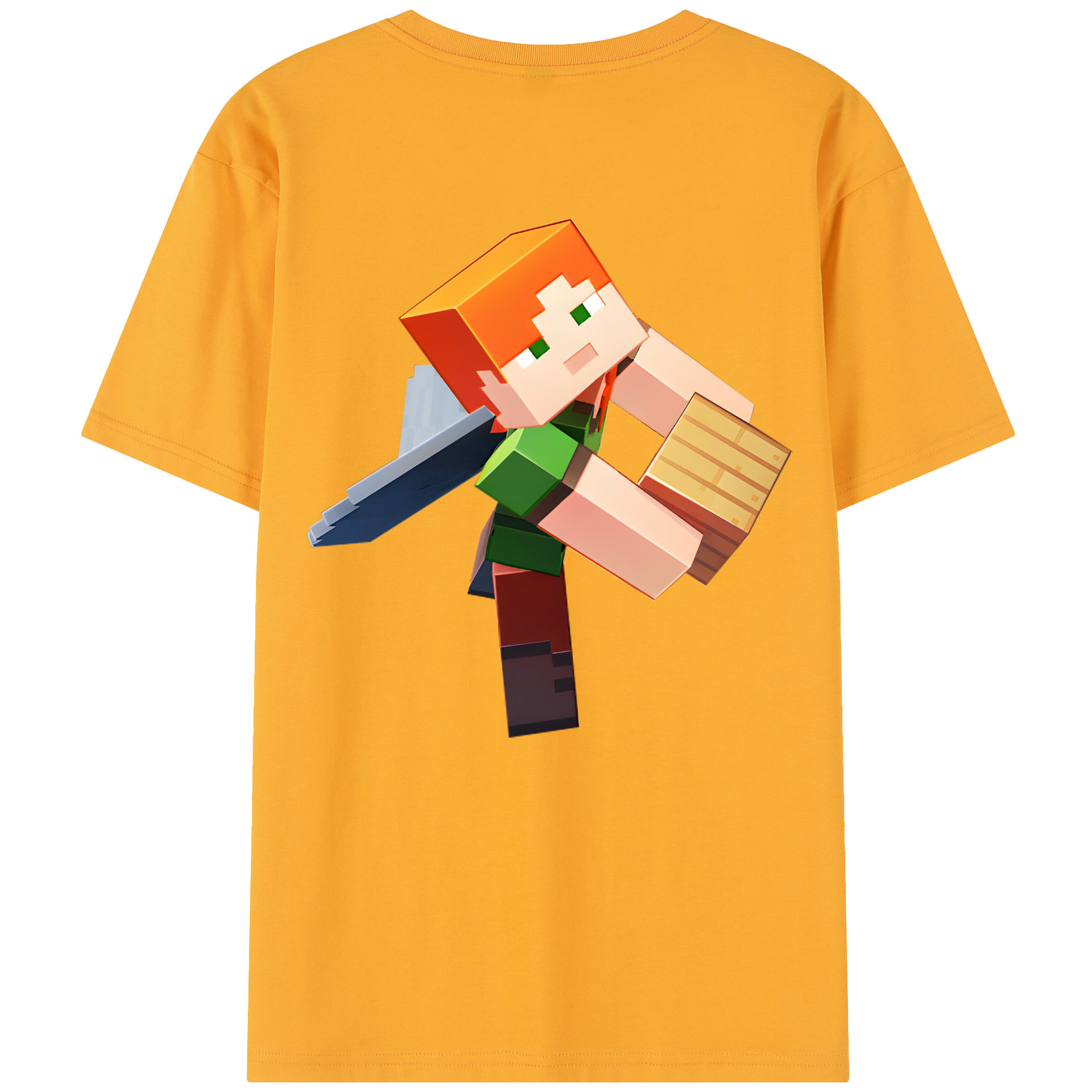 （画像用） マインクラフト ブロックの世界 Minecraft MC Block world レディース半袖Tシャツ(バックプリント)
