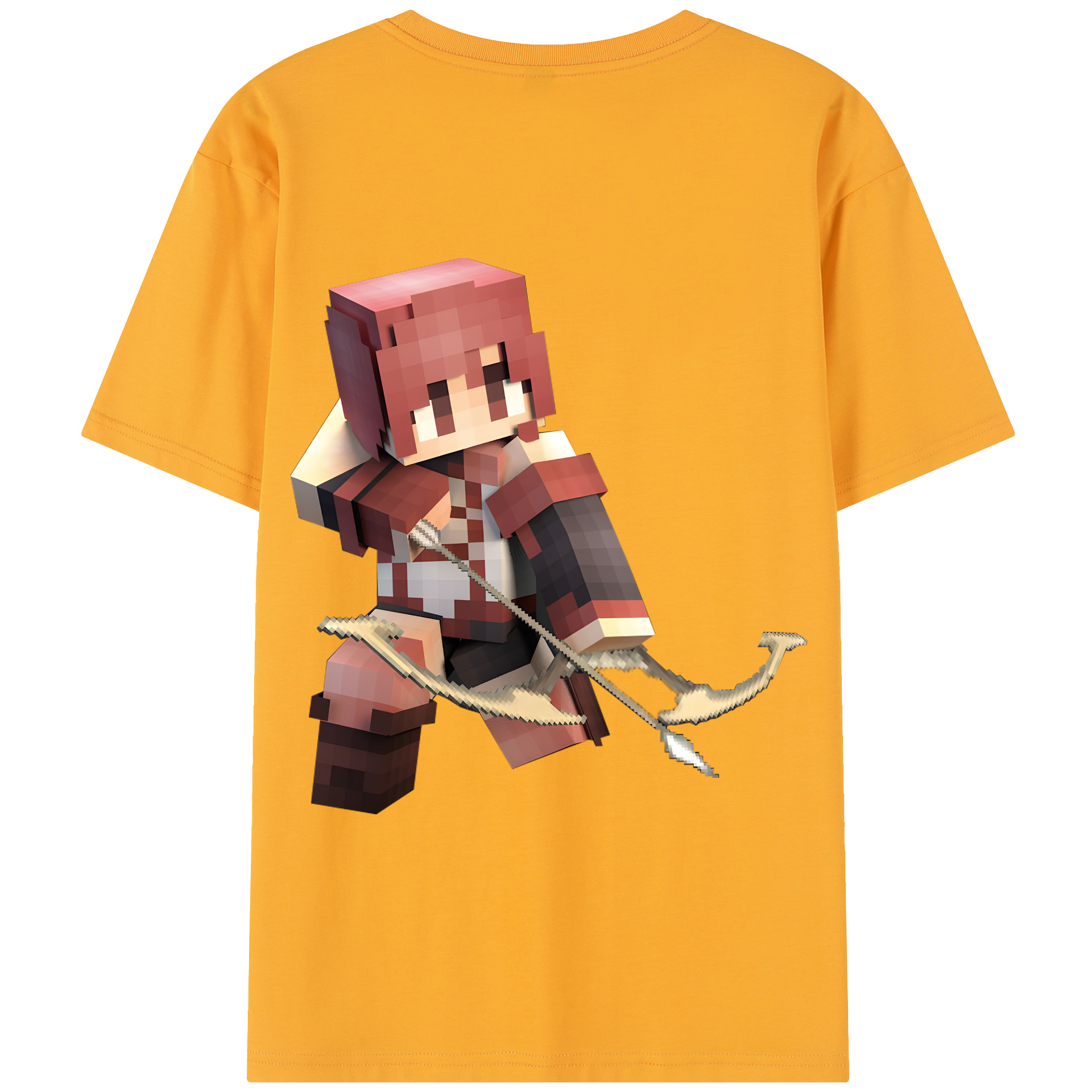 （画像用） マインクラフト ブロックの世界 Minecraft MC Block world レディース半袖Tシャツ(バックプリント)